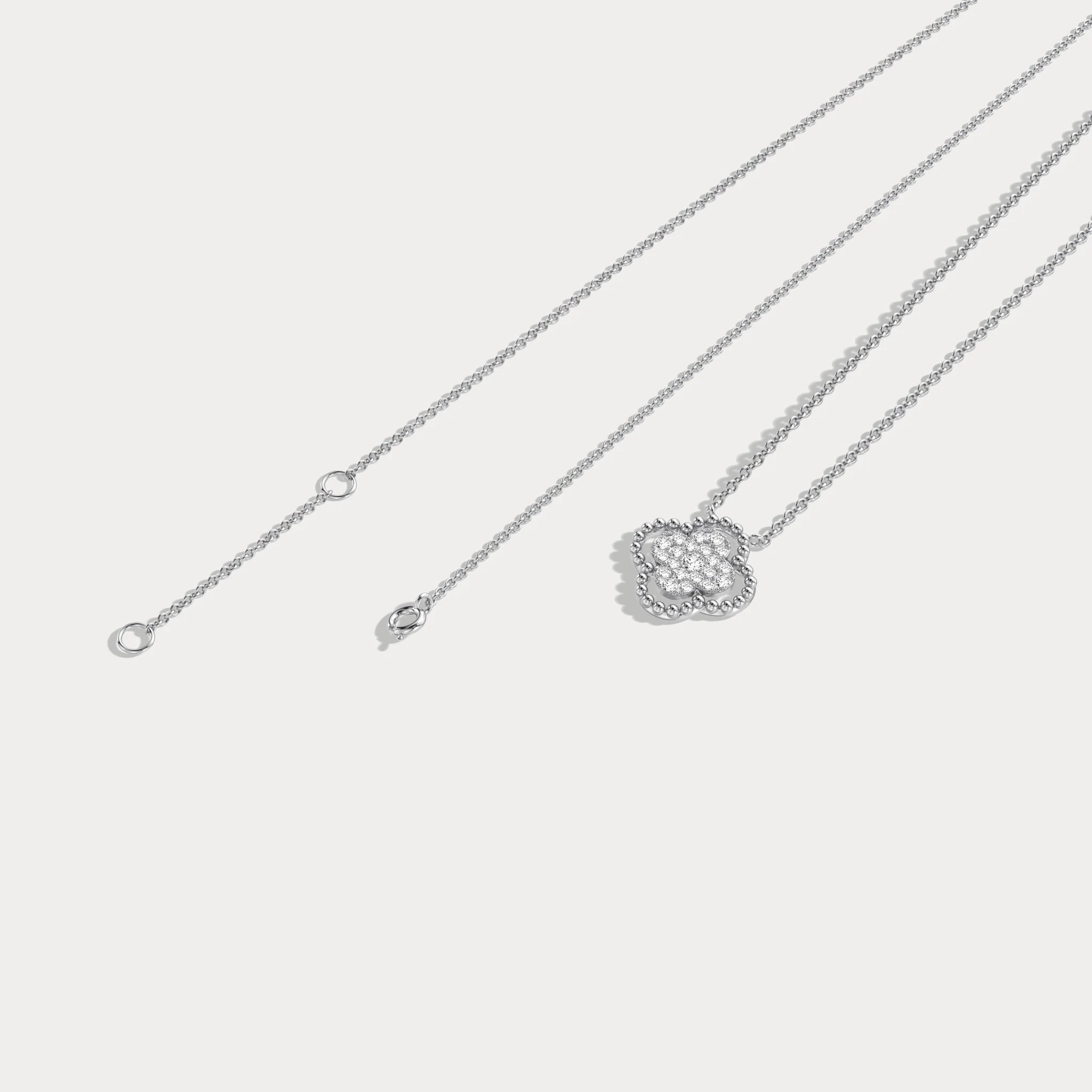 Lab Diamond Clover Pendant Necklace In 14K Solid Gold/Platinum - Image 27