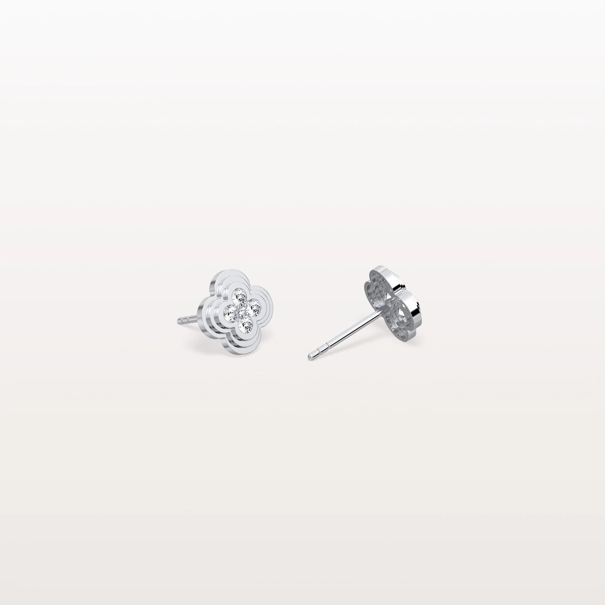Lab Diamond Four Leaf Clover Studs Earrings - Image 11