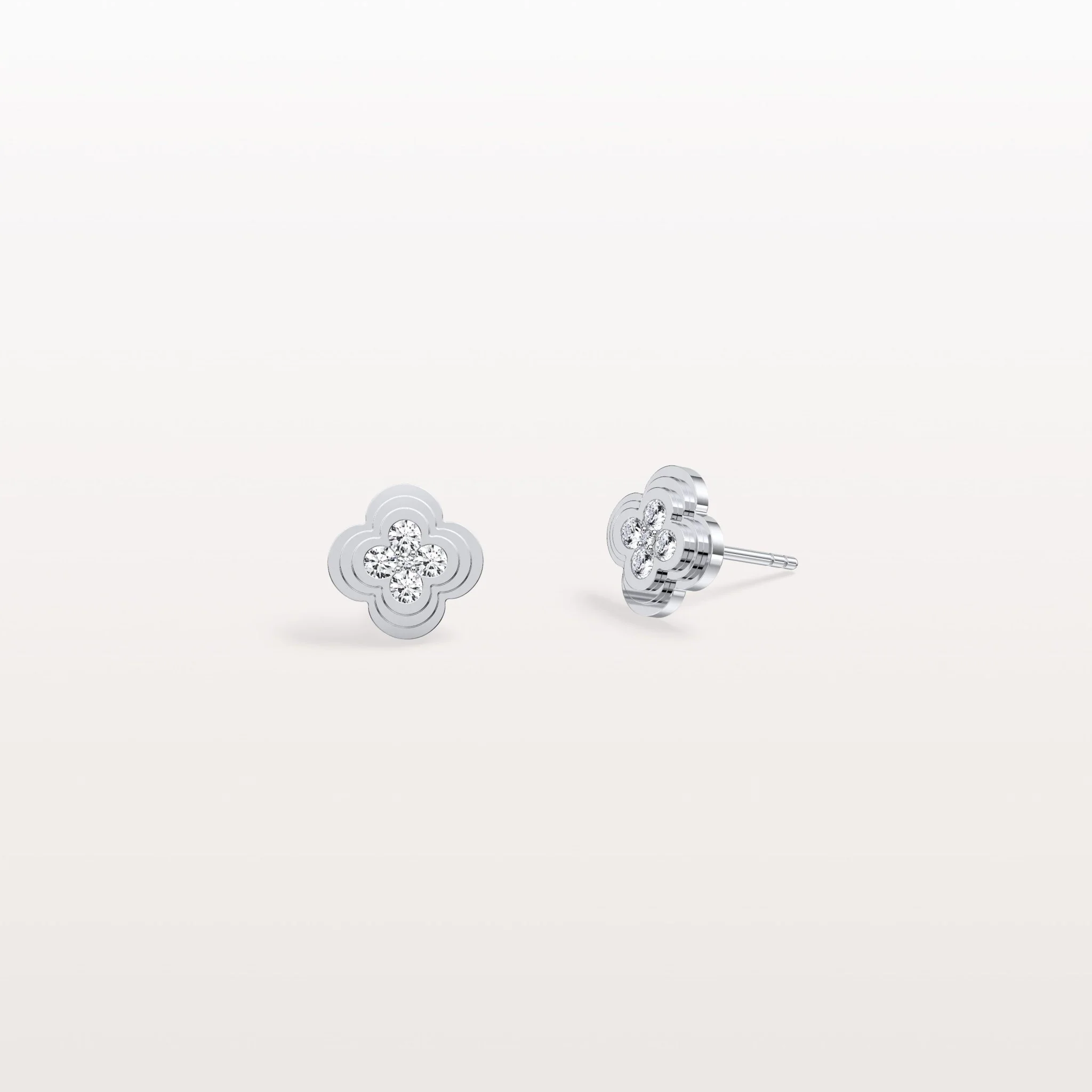 Lab Diamond Four Leaf Clover Studs Earrings - Image 12