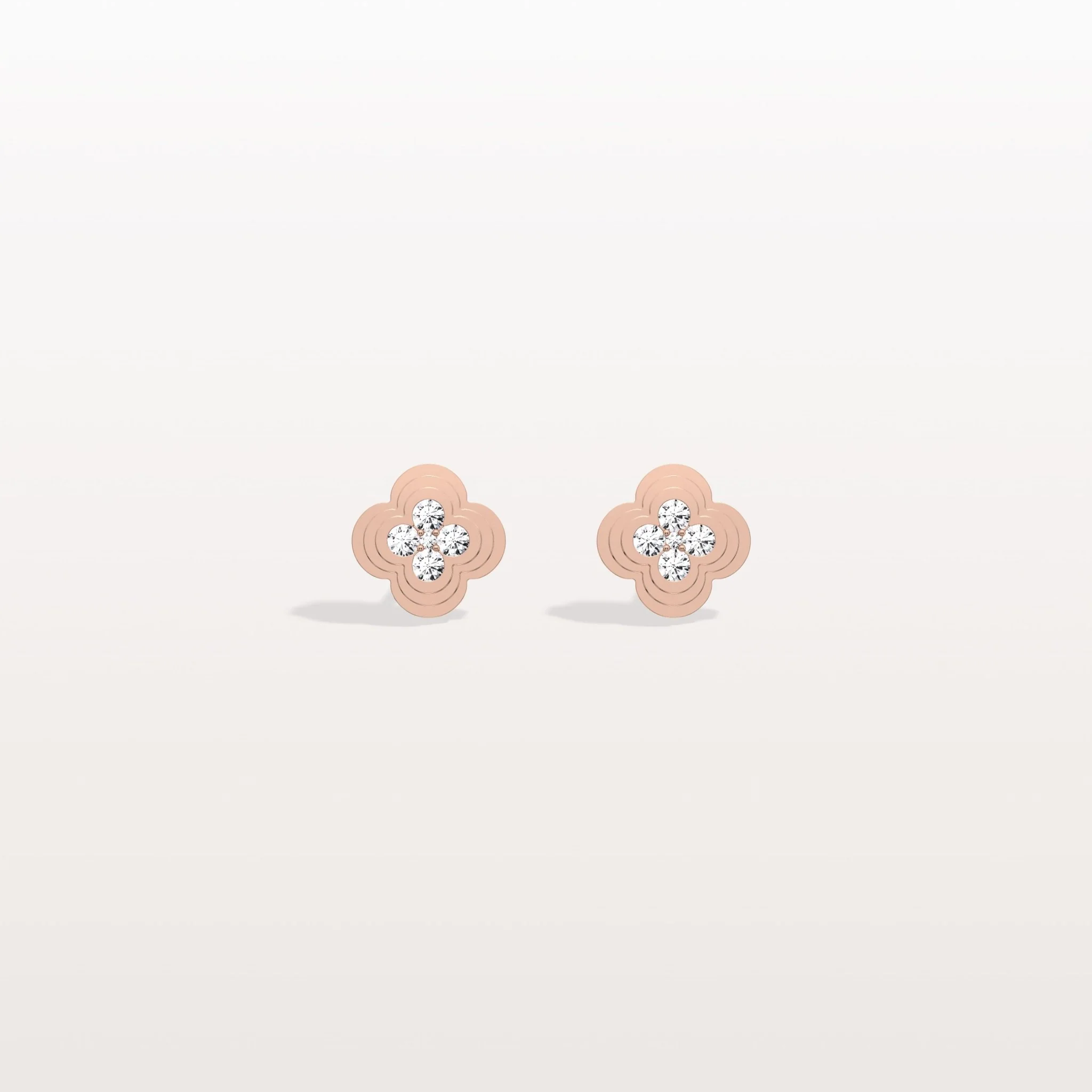 Lab Diamond Four Leaf Clover Studs Earrings - Image 14
