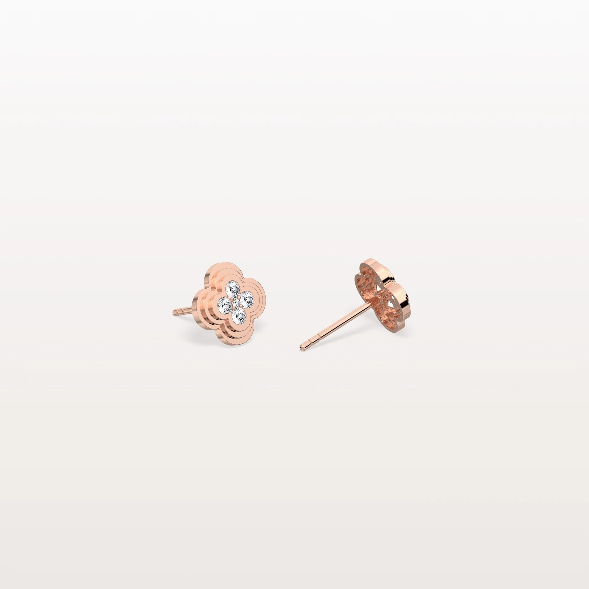 Lab Diamond Four Leaf Clover Studs Earrings - Image 17