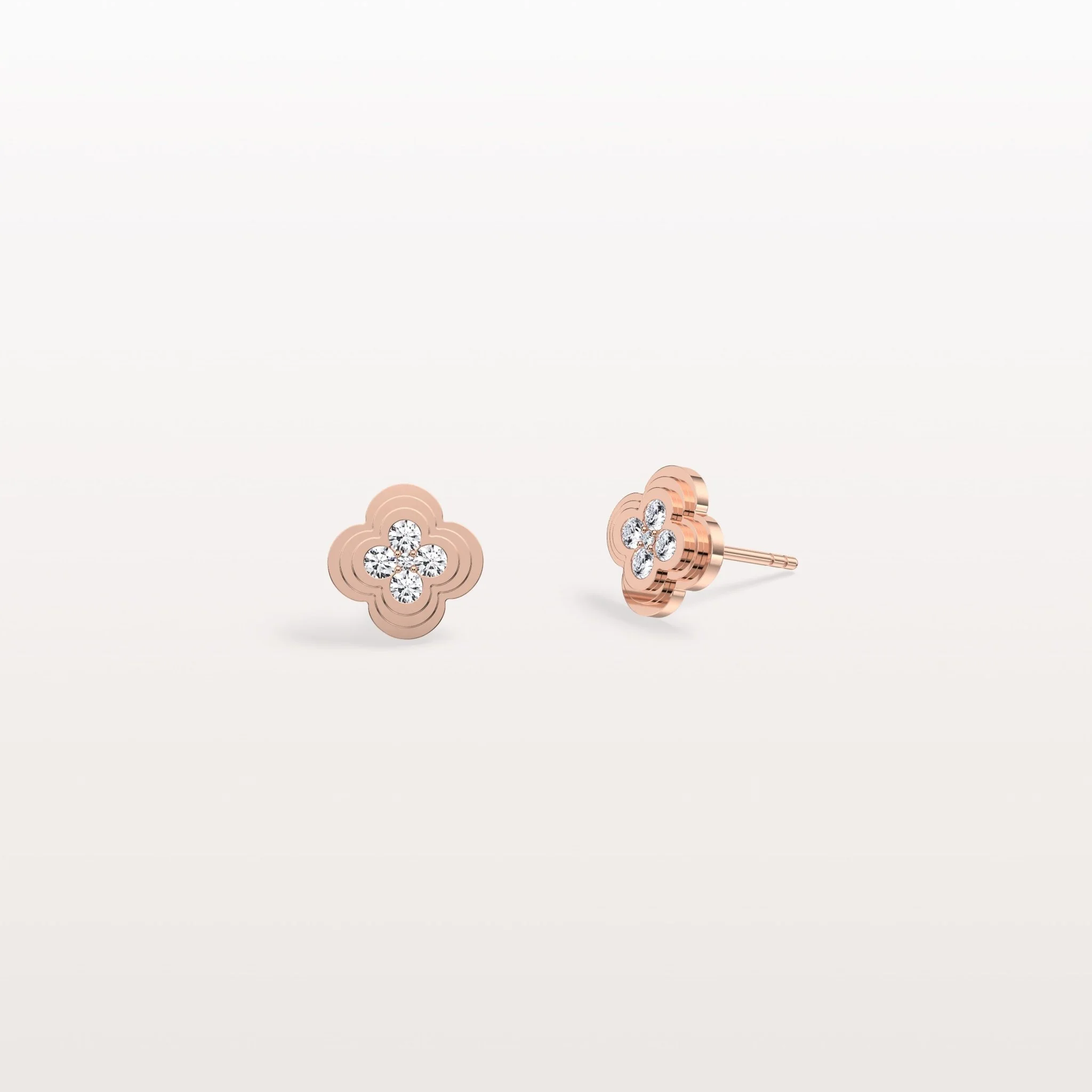 Lab Diamond Four Leaf Clover Studs Earrings - Image 18