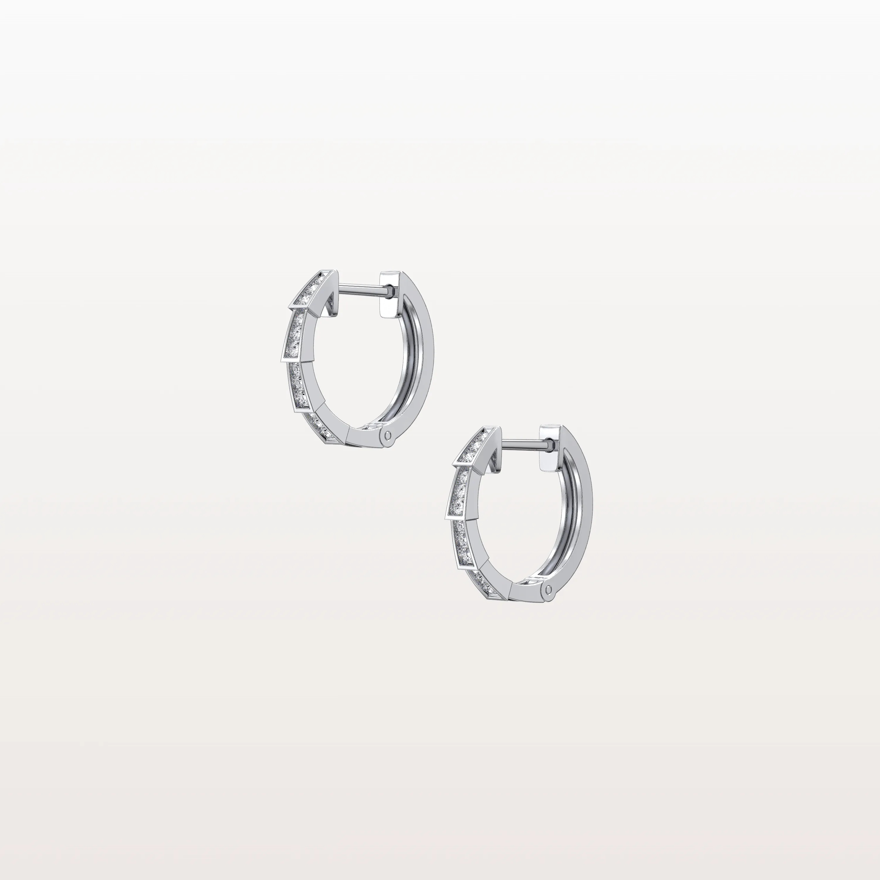 Half-Eternity Viper Diamond Hoop Earrings – 14mm in 14K Gold + Platinum - Image 10
