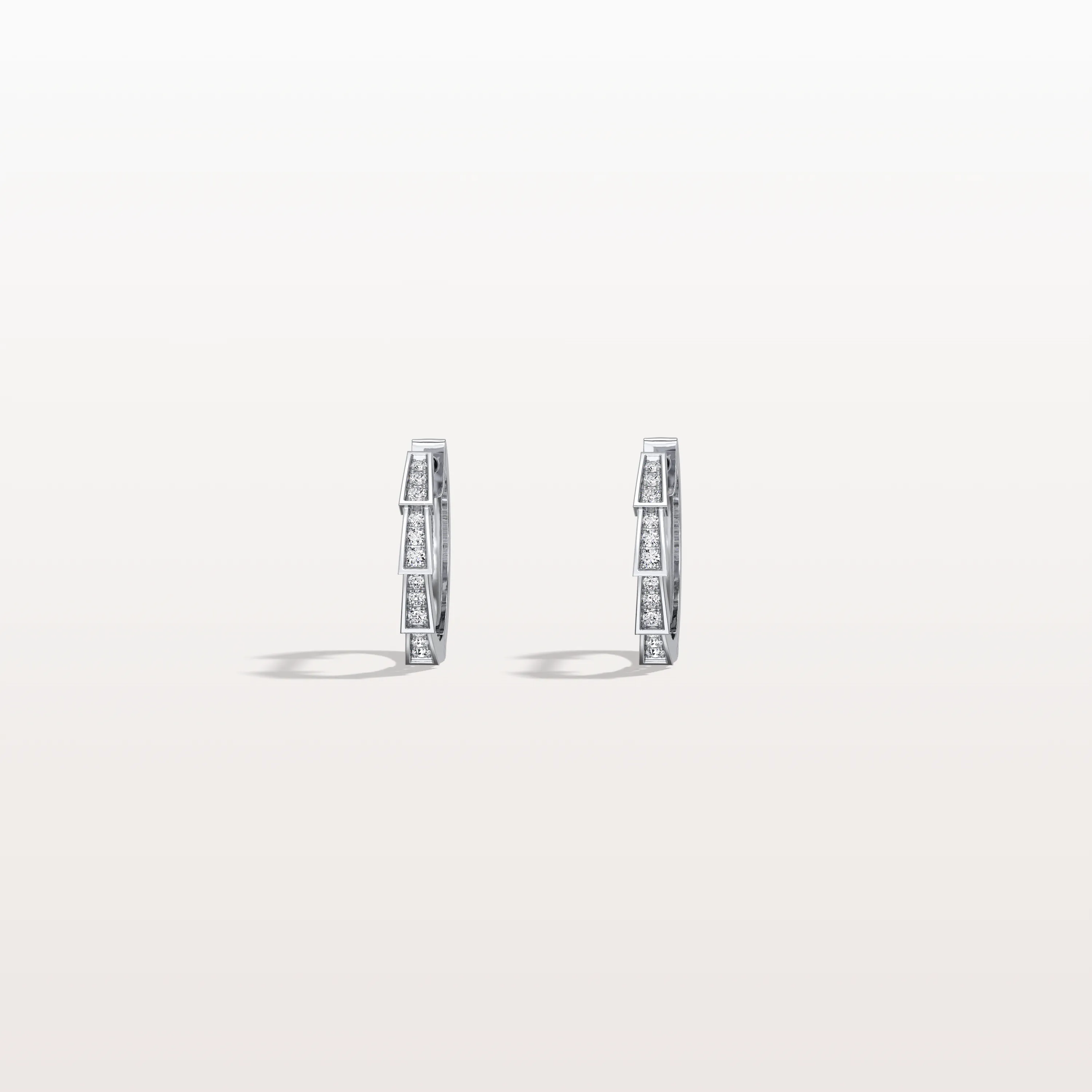 Half-Eternity Viper Diamond Hoop Earrings – 14mm in 14K Gold + Platinum - Image 11