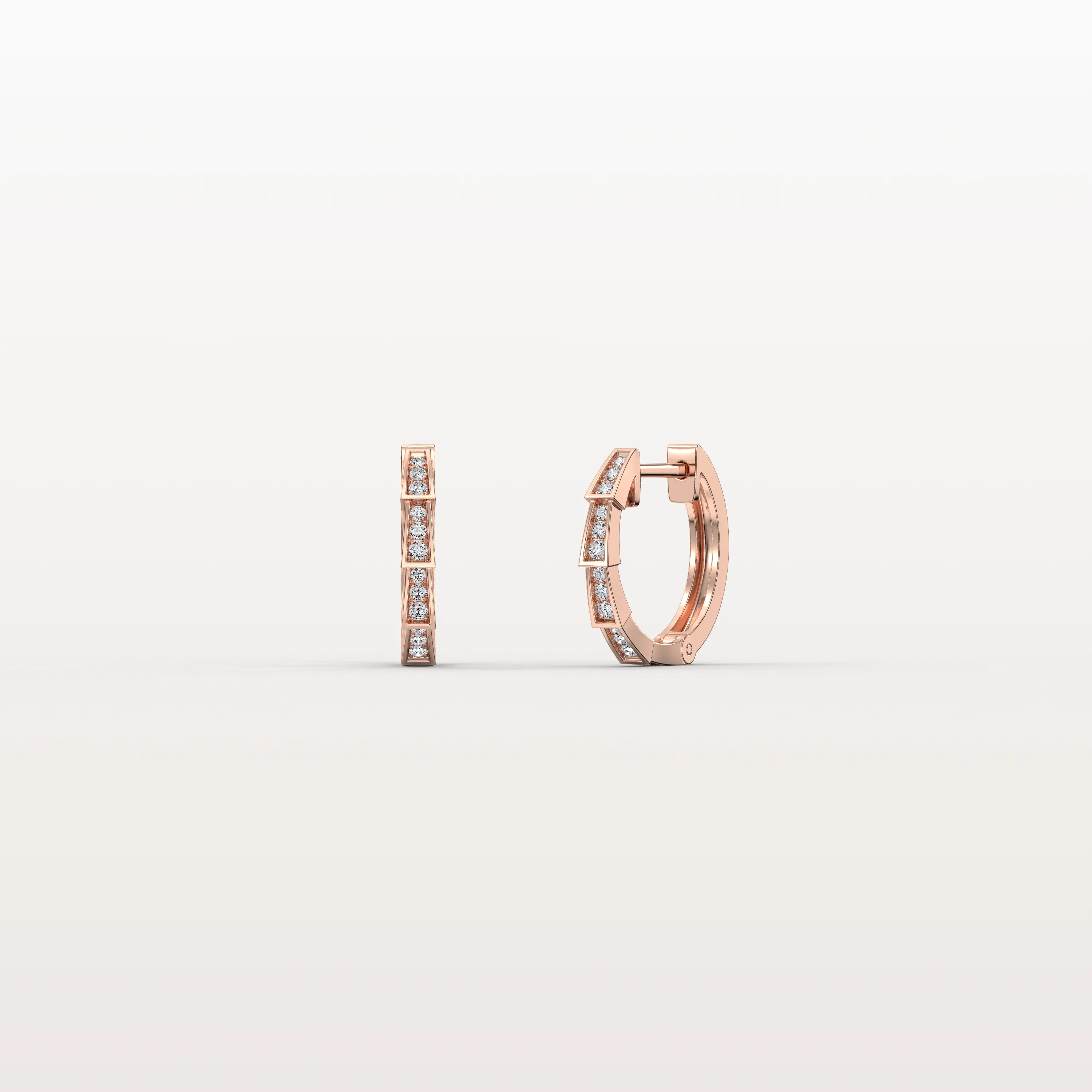 Half-Eternity Viper Diamond Hoop Earrings – 14mm in 14K Gold + Platinum - Image 12