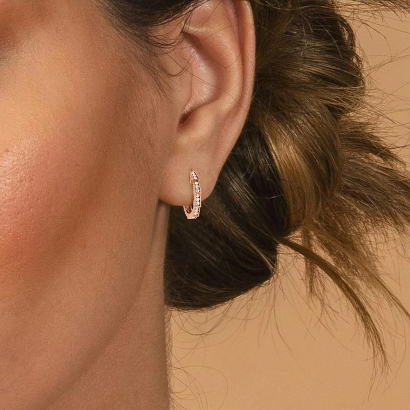 Half-Eternity Viper Diamond Hoop Earrings – 14mm in 14K Gold + Platinum - Image 14