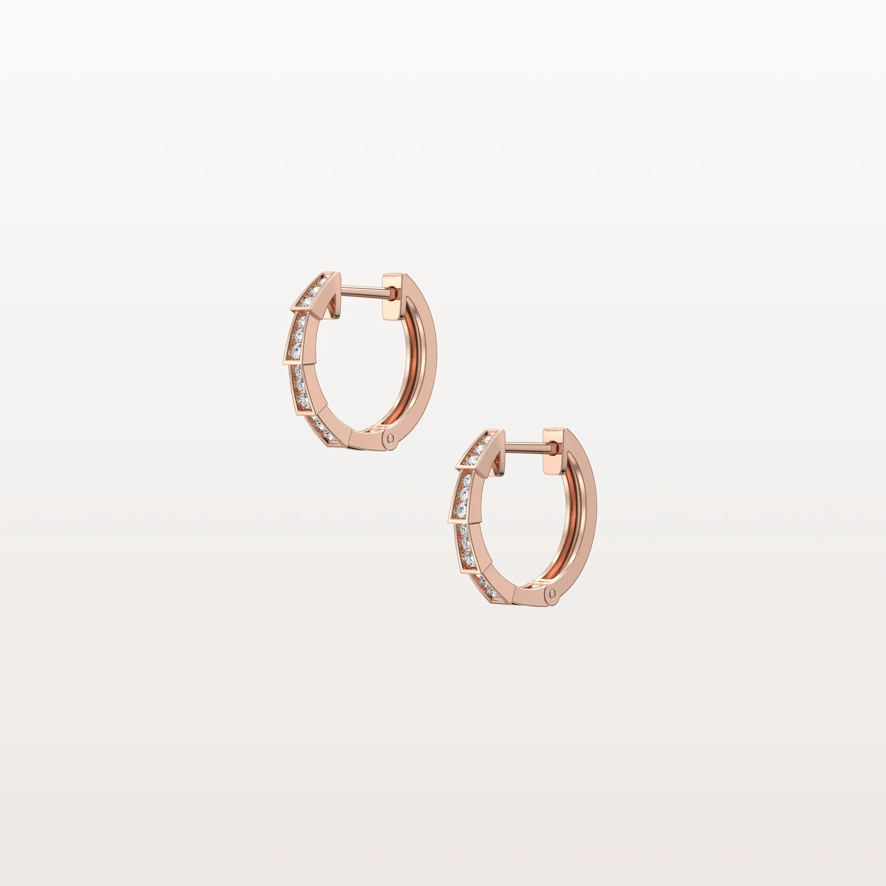 Half-Eternity Viper Diamond Hoop Earrings – 14mm in 14K Gold + Platinum - Image 16