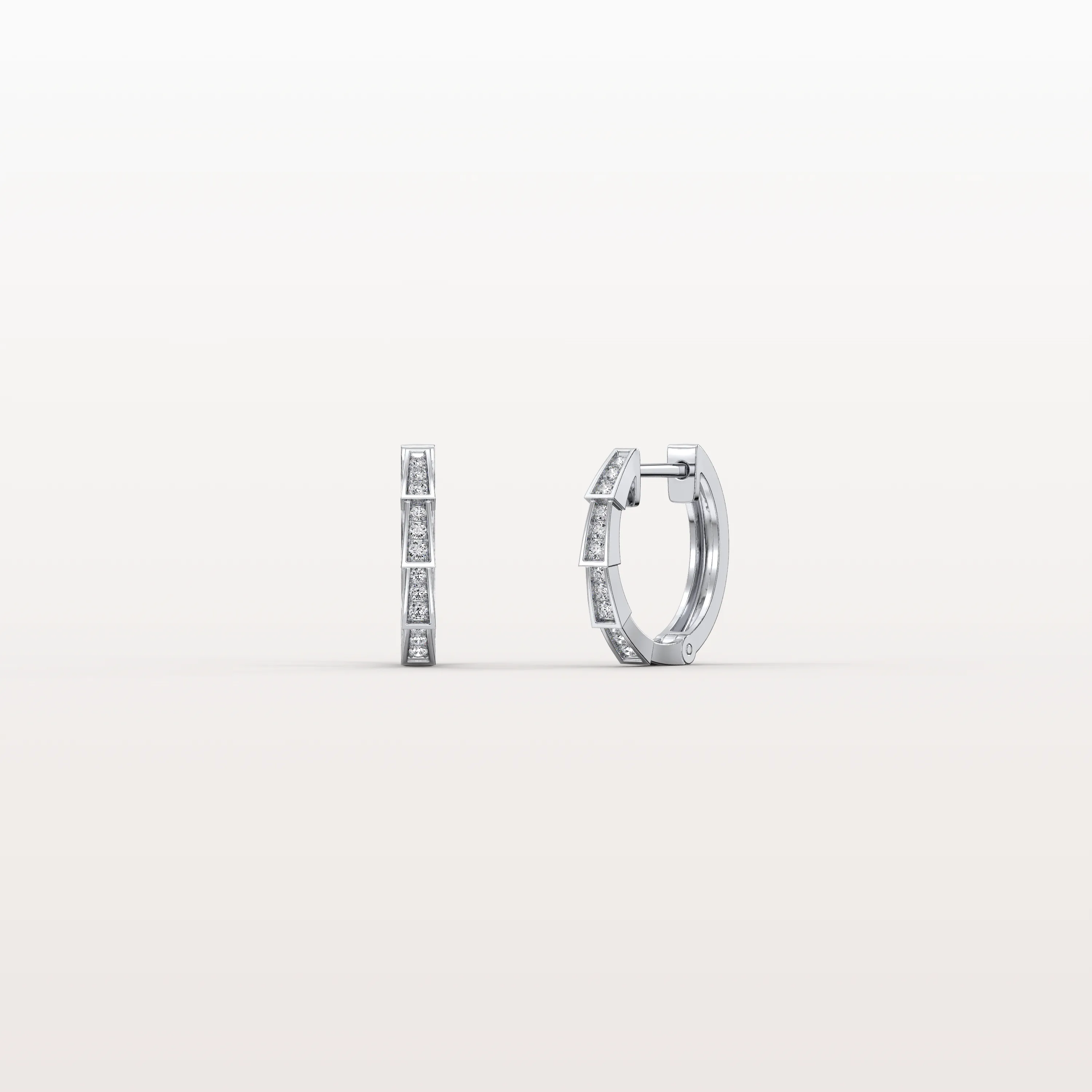 Half-Eternity Viper Diamond Hoop Earrings – 14mm in 14K Gold + Platinum - Image 17