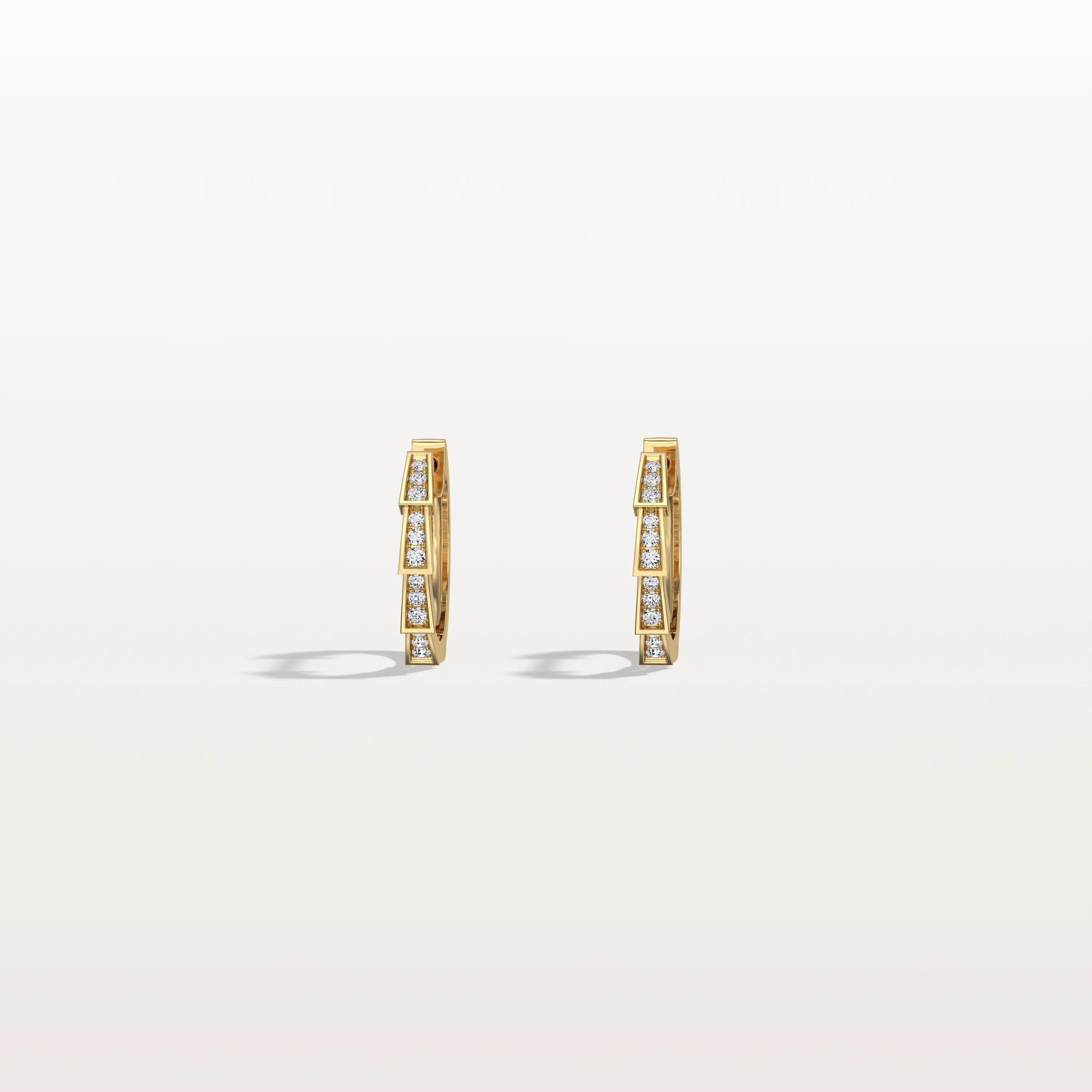 Half-Eternity Viper Diamond Hoop Earrings – 14mm in 14K Gold + Platinum - Image 4