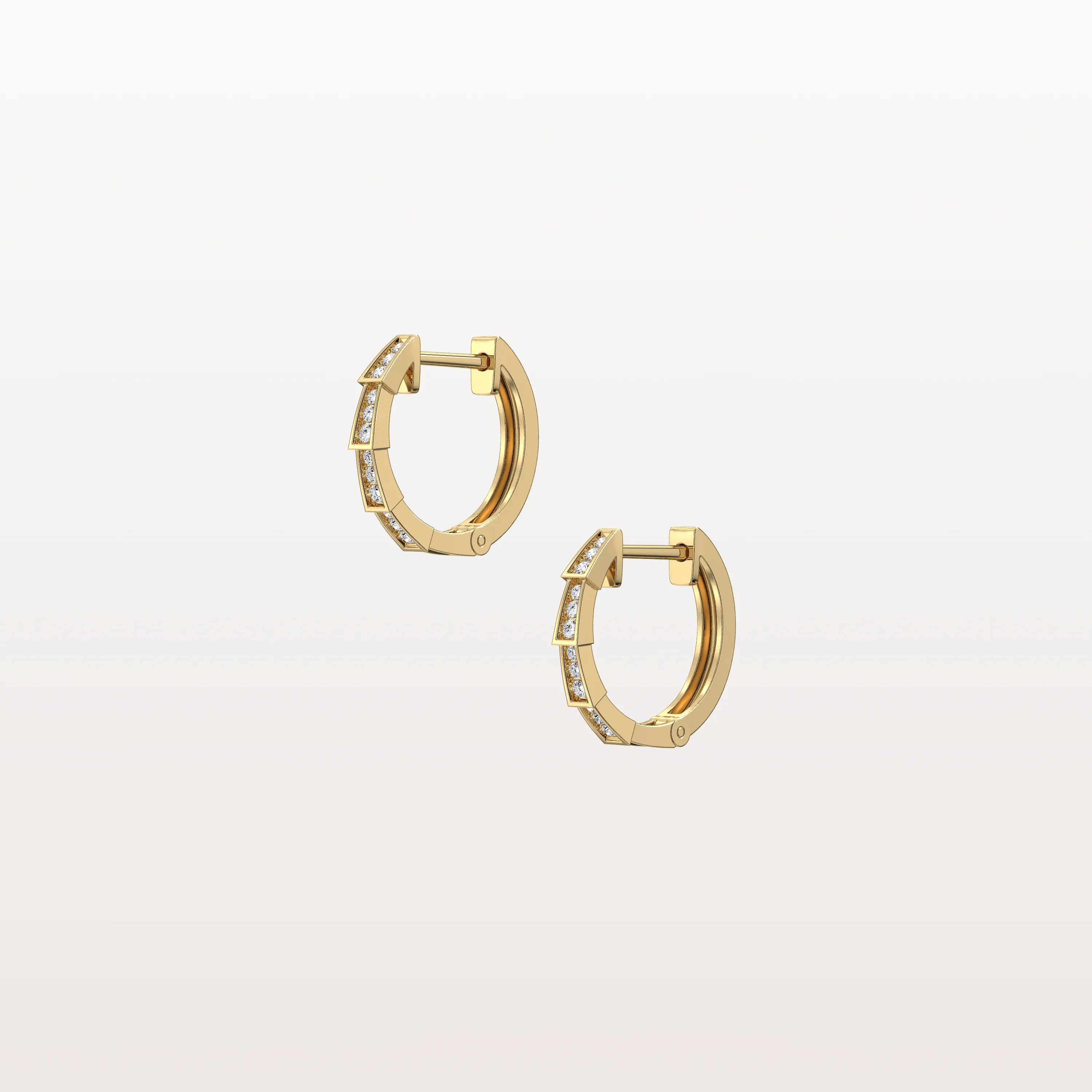 Half-Eternity Viper Diamond Hoop Earrings – 14mm in 14K Gold + Platinum - Image 5