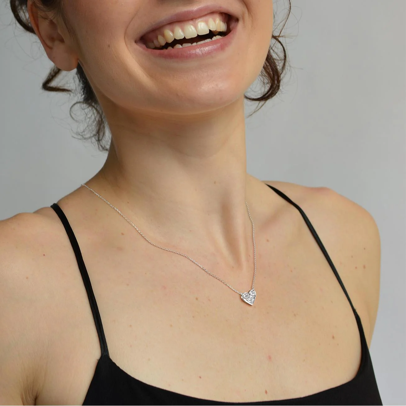Lab Diamond Heart Pendant Necklace In 14K Solid Gold/Platinum - Image 12