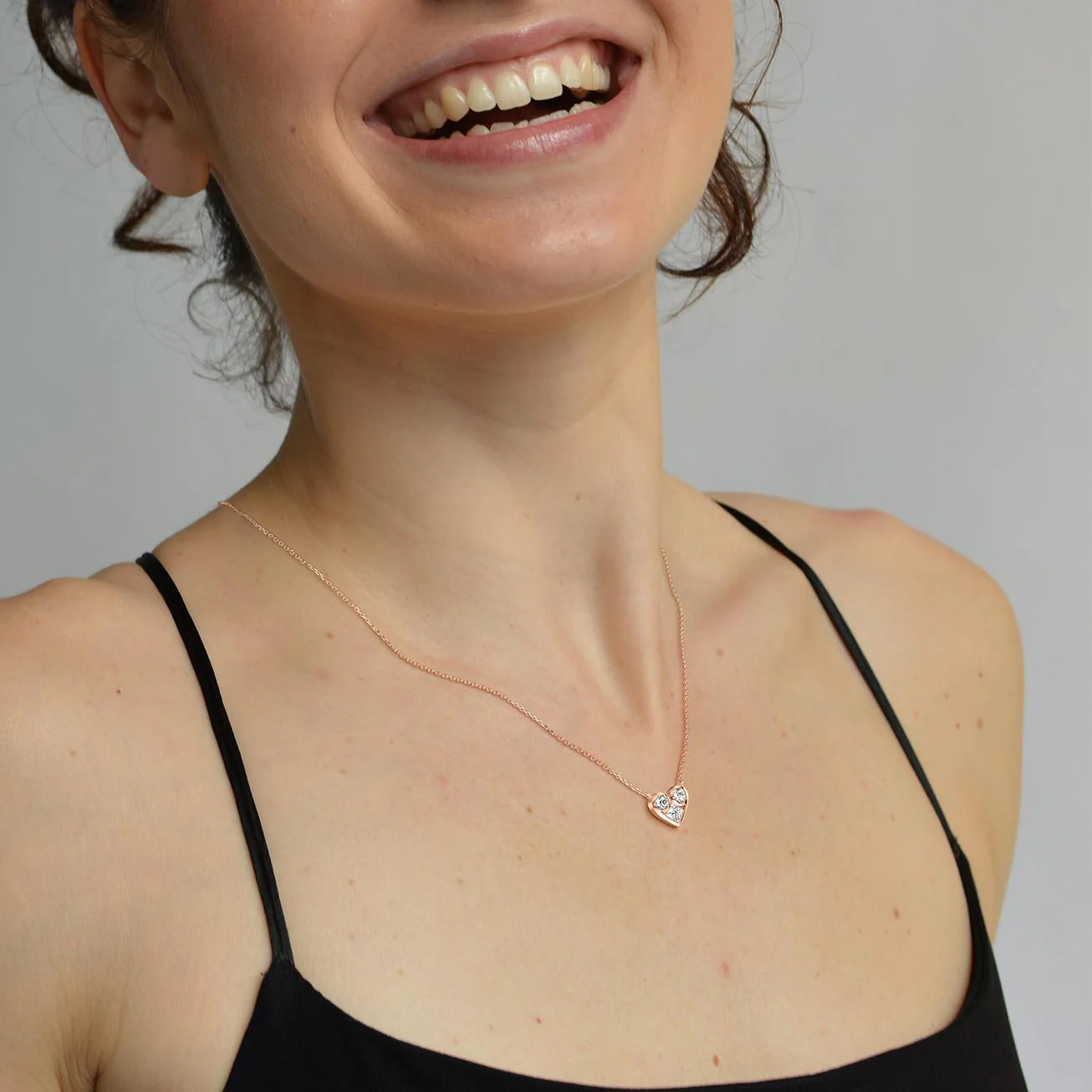 Lab Diamond Heart Pendant Necklace In 14K Solid Gold/Platinum - Image 19
