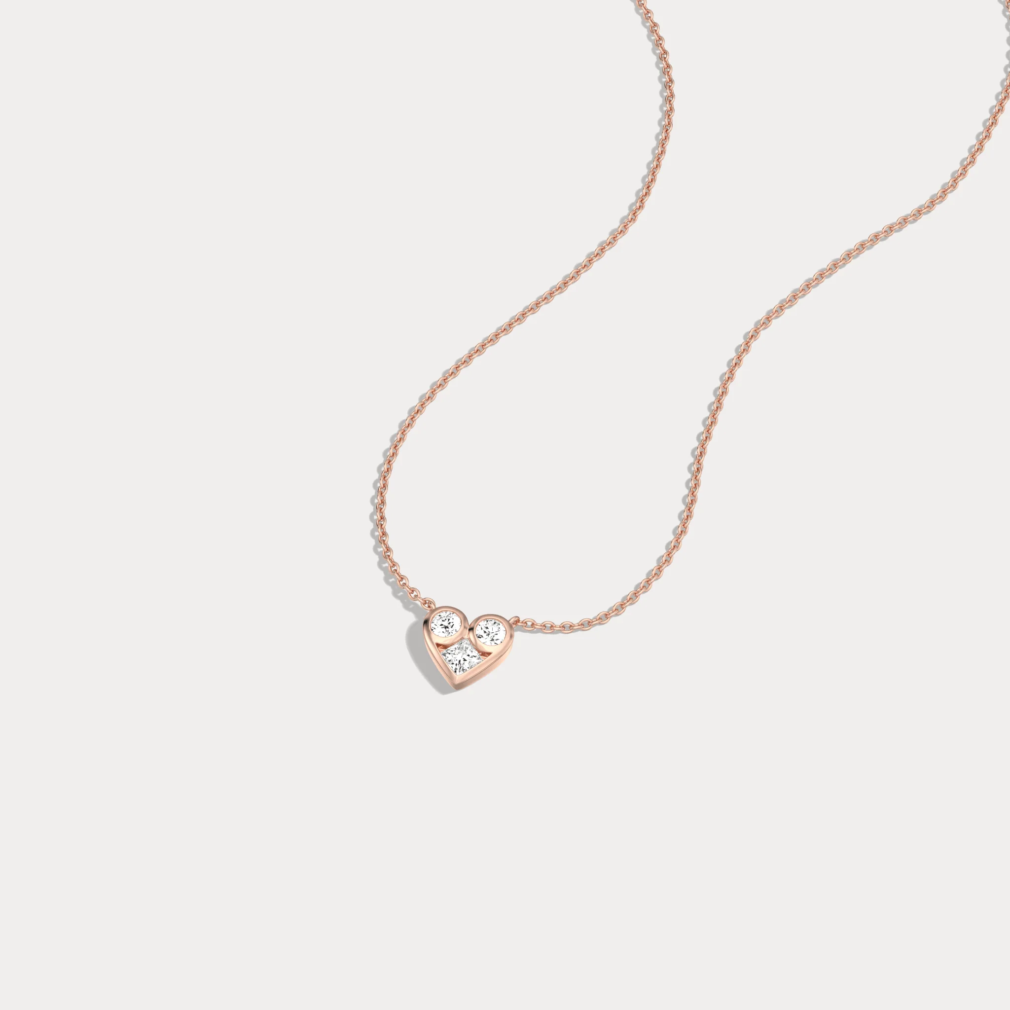 Lab Diamond Heart Pendant Necklace In 14K Solid Gold/Platinum - Image 22
