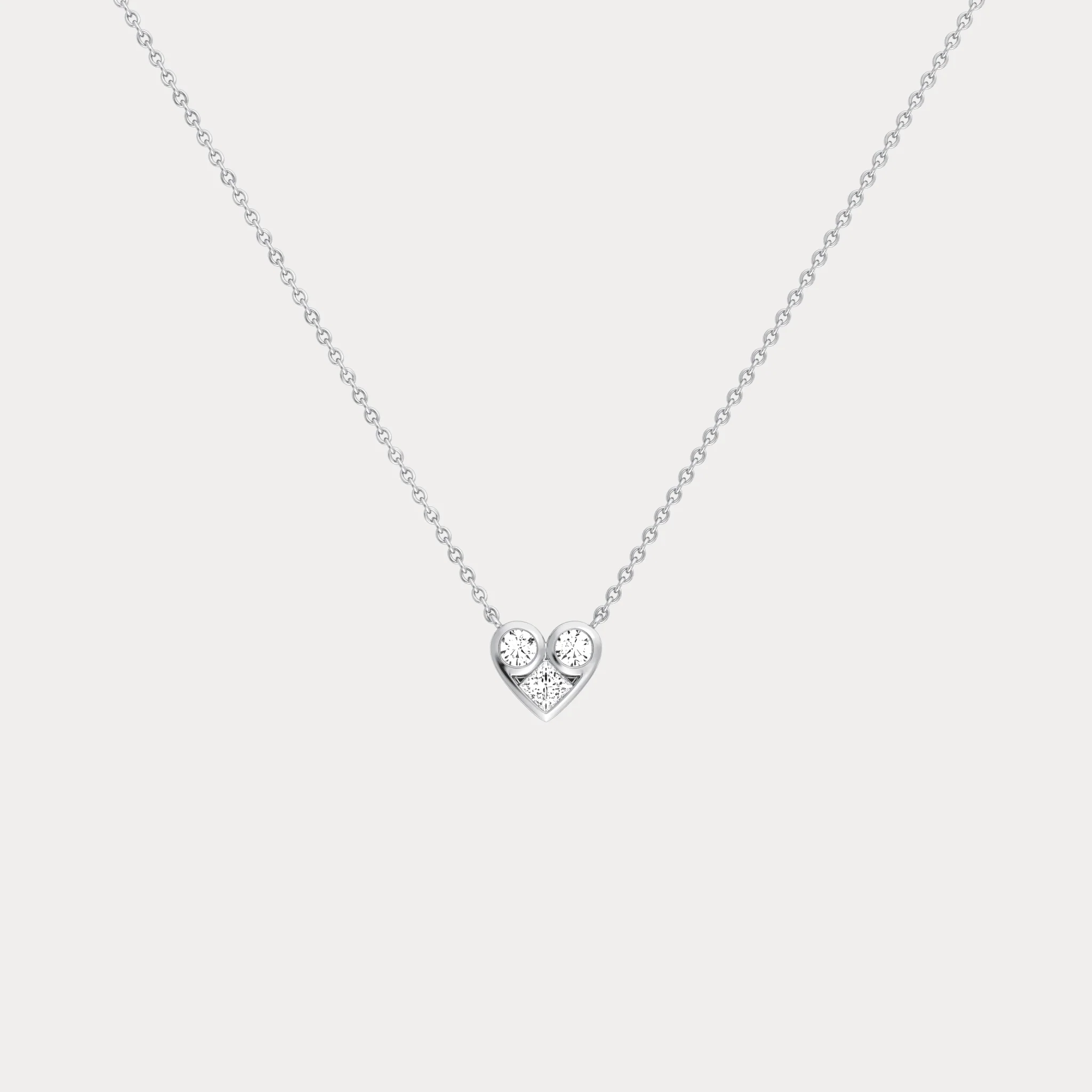 Lab Diamond Heart Pendant Necklace In 14K Solid Gold/Platinum - Image 23