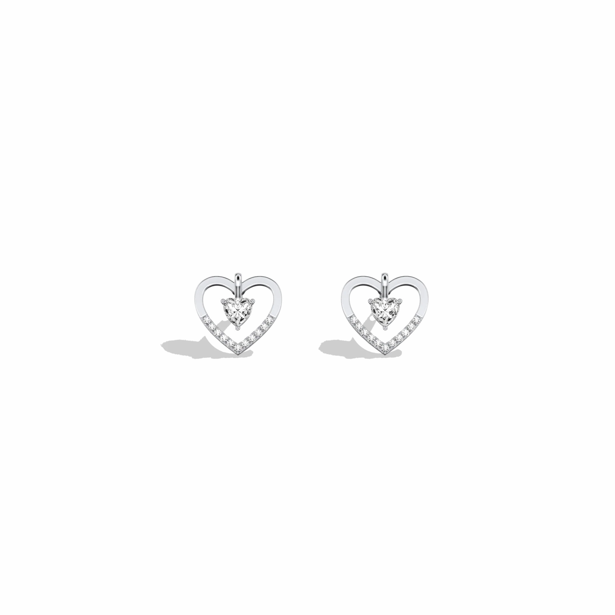 Lab Diamond Heart Stud Earrings In 14K Solid Gold/Platinum - Image 8