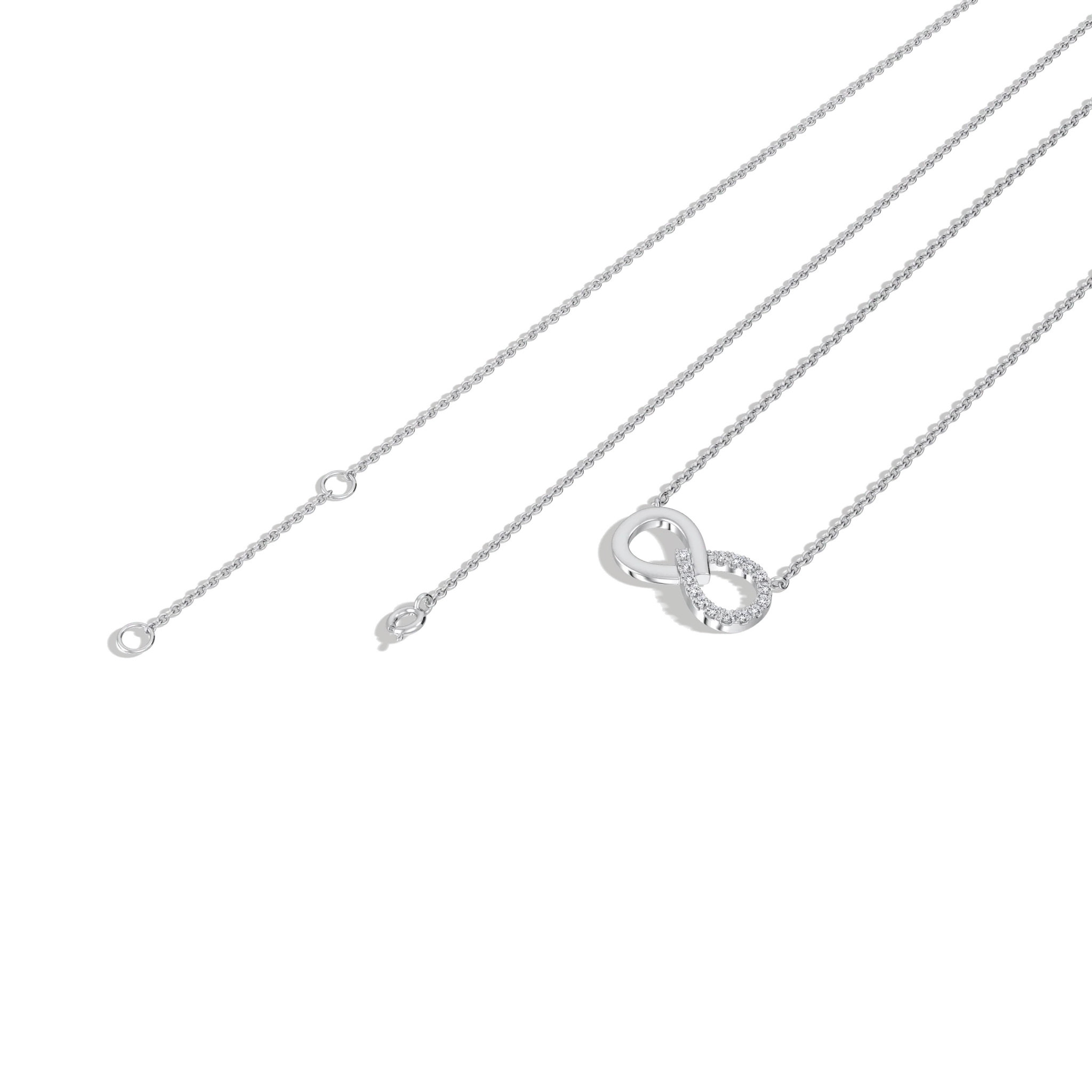 Lab Diamond  Infinity Necklace In 14K Solid Gold/Platinum - Image 26