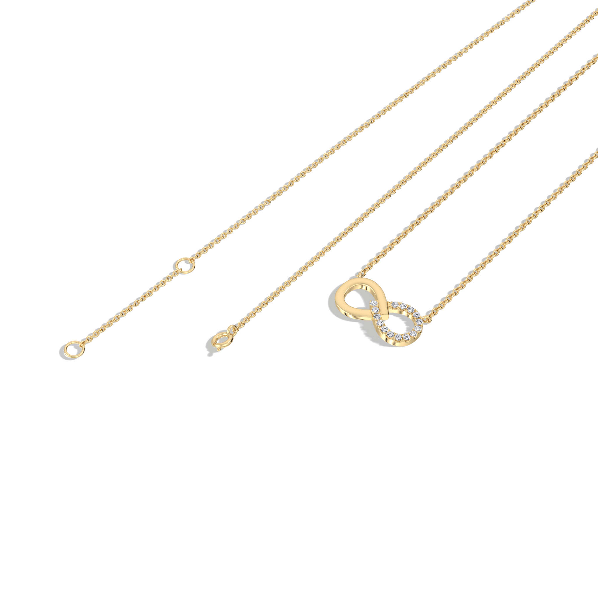 Lab Diamond  Infinity Necklace In 14K Solid Gold/Platinum - Image 4