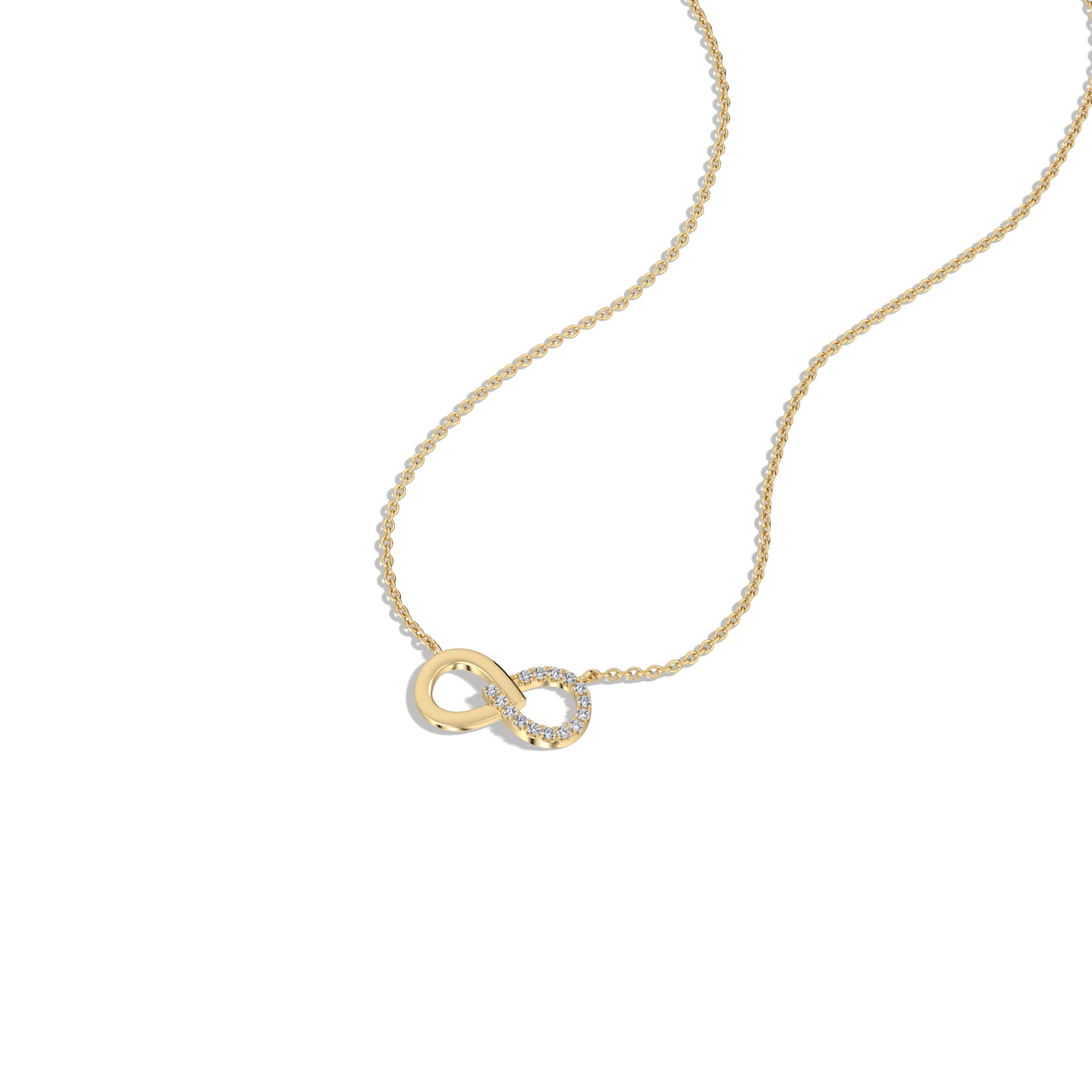 Lab Diamond  Infinity Necklace In 14K Solid Gold/Platinum - Image 7