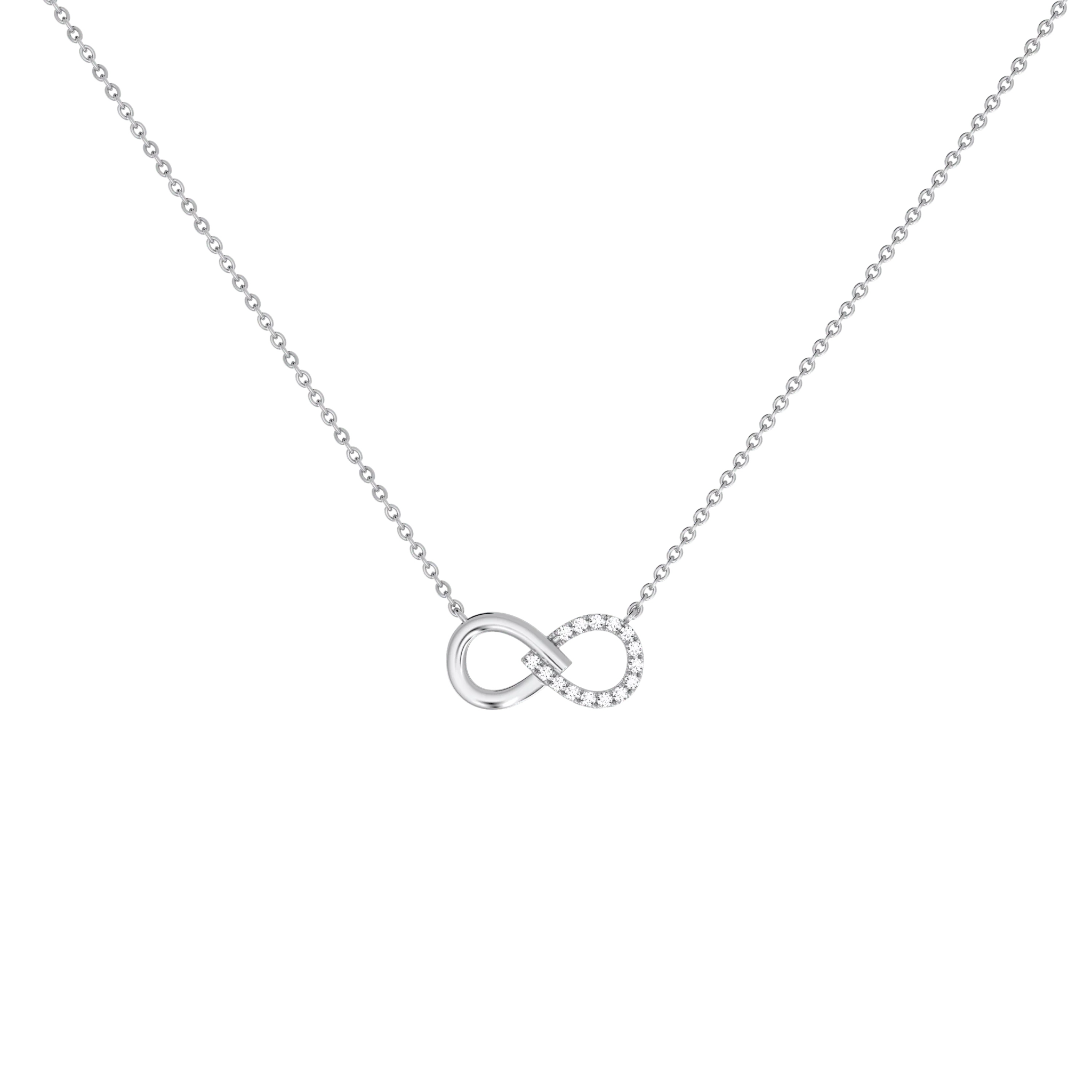 Lab Diamond  Infinity Necklace In 14K Solid Gold/Platinum - Image 9