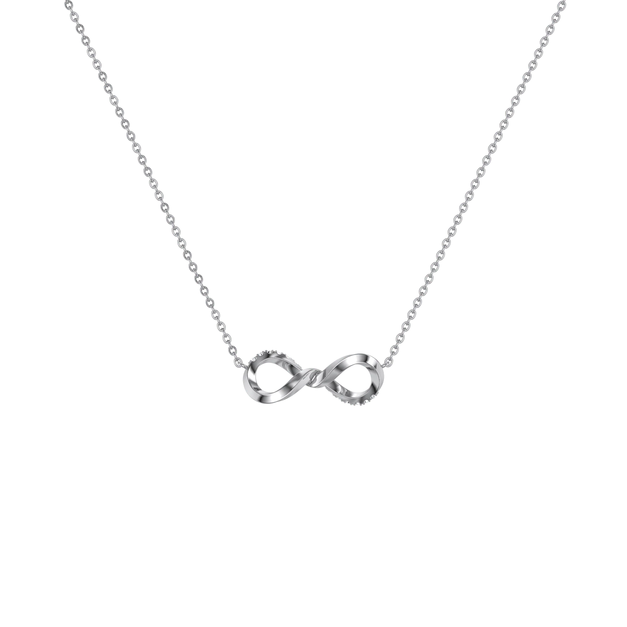 Lab Diamond Infinity Necklace In 14K Solid Gold/Platinum - Image 13