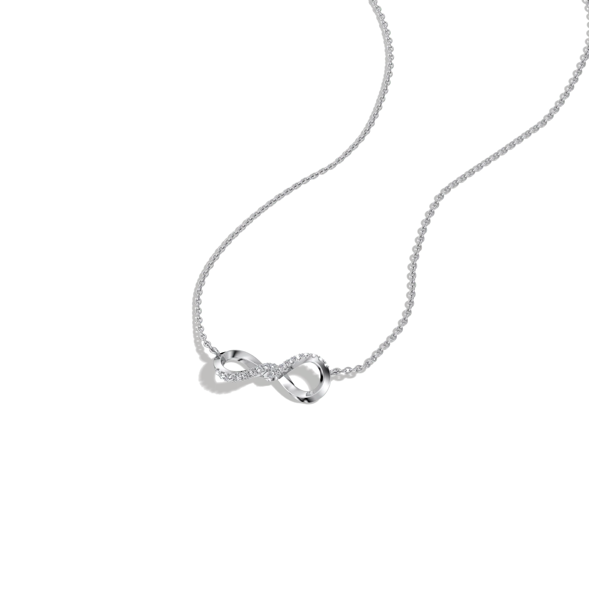 Lab Diamond Infinity Necklace In 14K Solid Gold/Platinum - Image 15