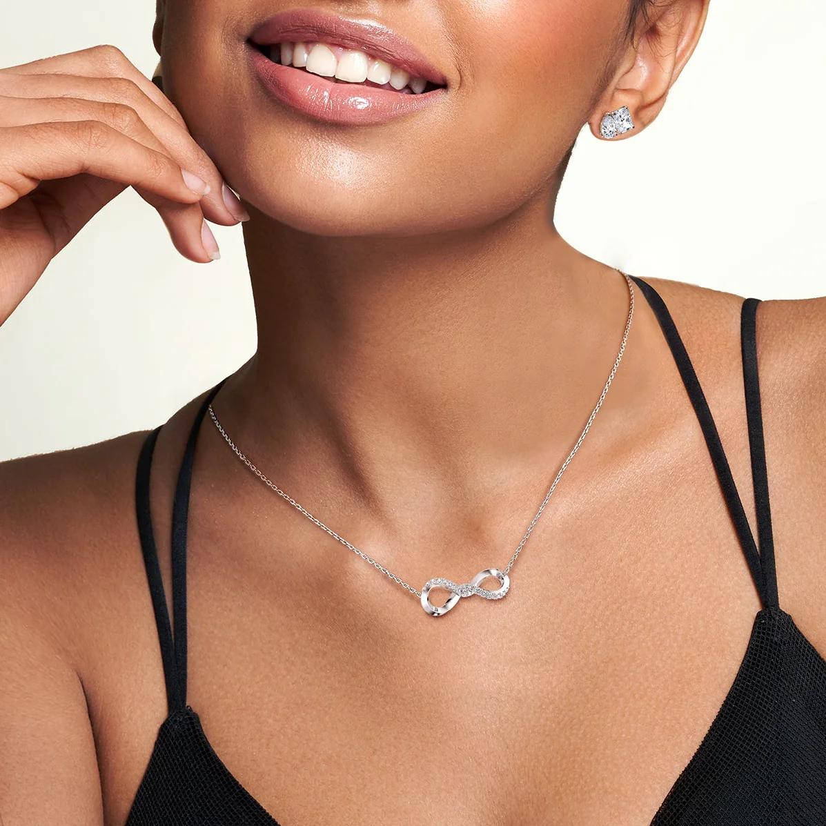 Lab Diamond Infinity Necklace In 14K Solid Gold/Platinum - Image 24