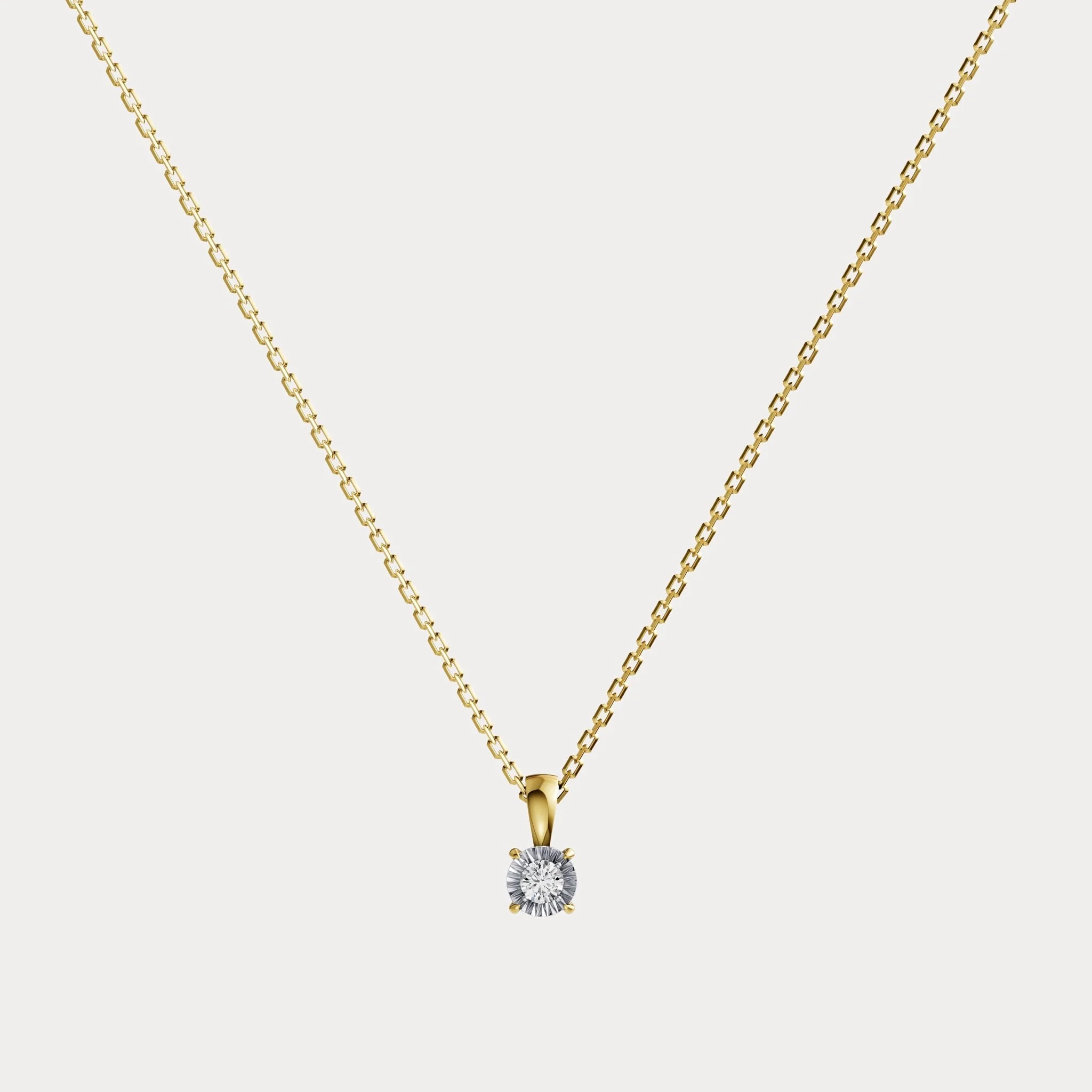 Lab Diamond Round Solitaire Pendant Necklace in Sterling Silver