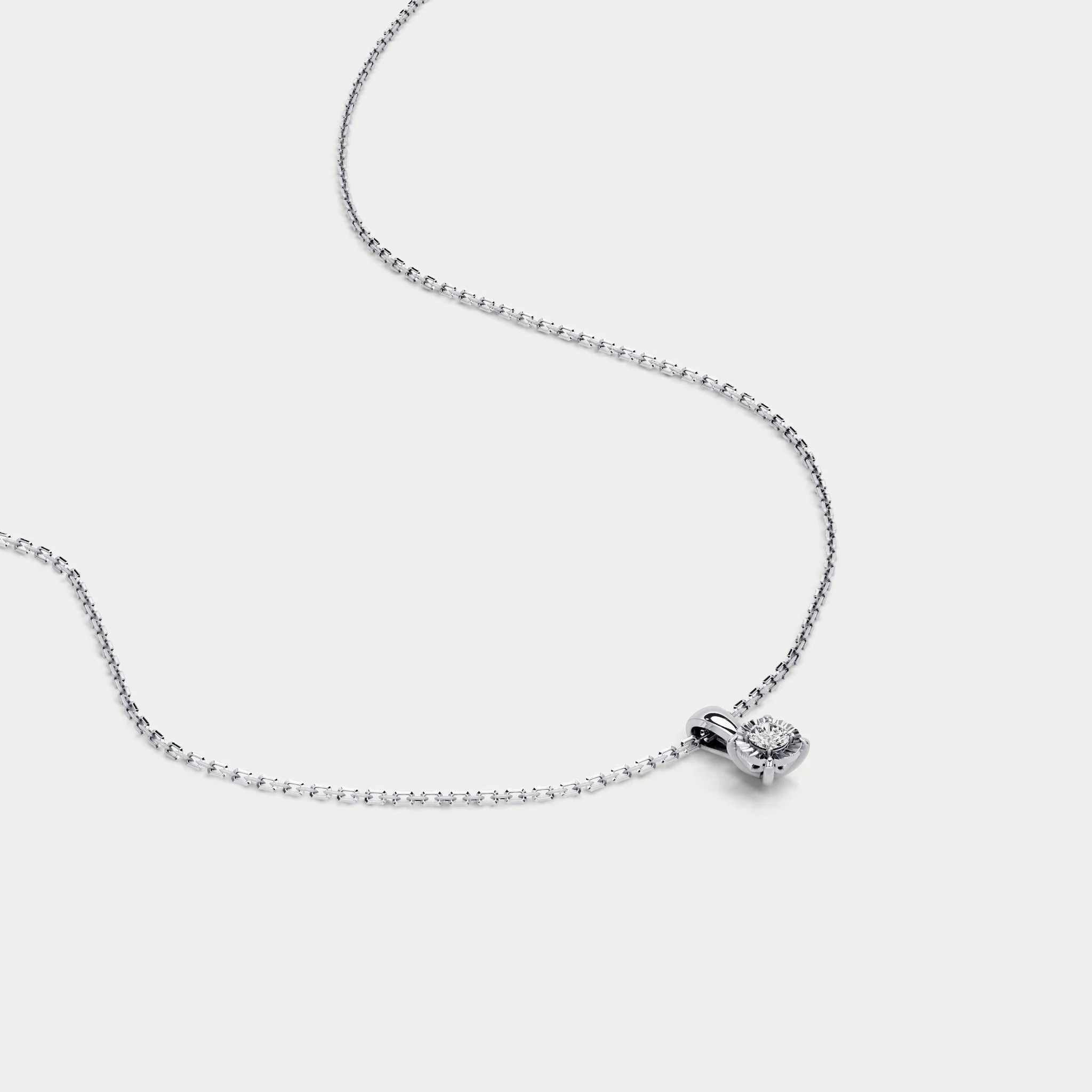 Lab Diamond Round Solitaire Pendant Necklace in Sterling Silver - Image 10