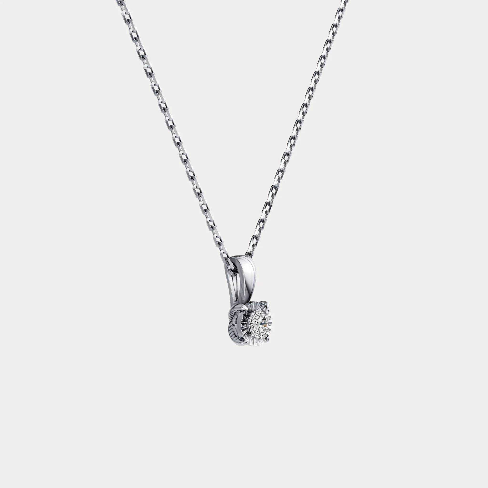Lab Diamond Round Solitaire Pendant Necklace in Sterling Silver - Image 11