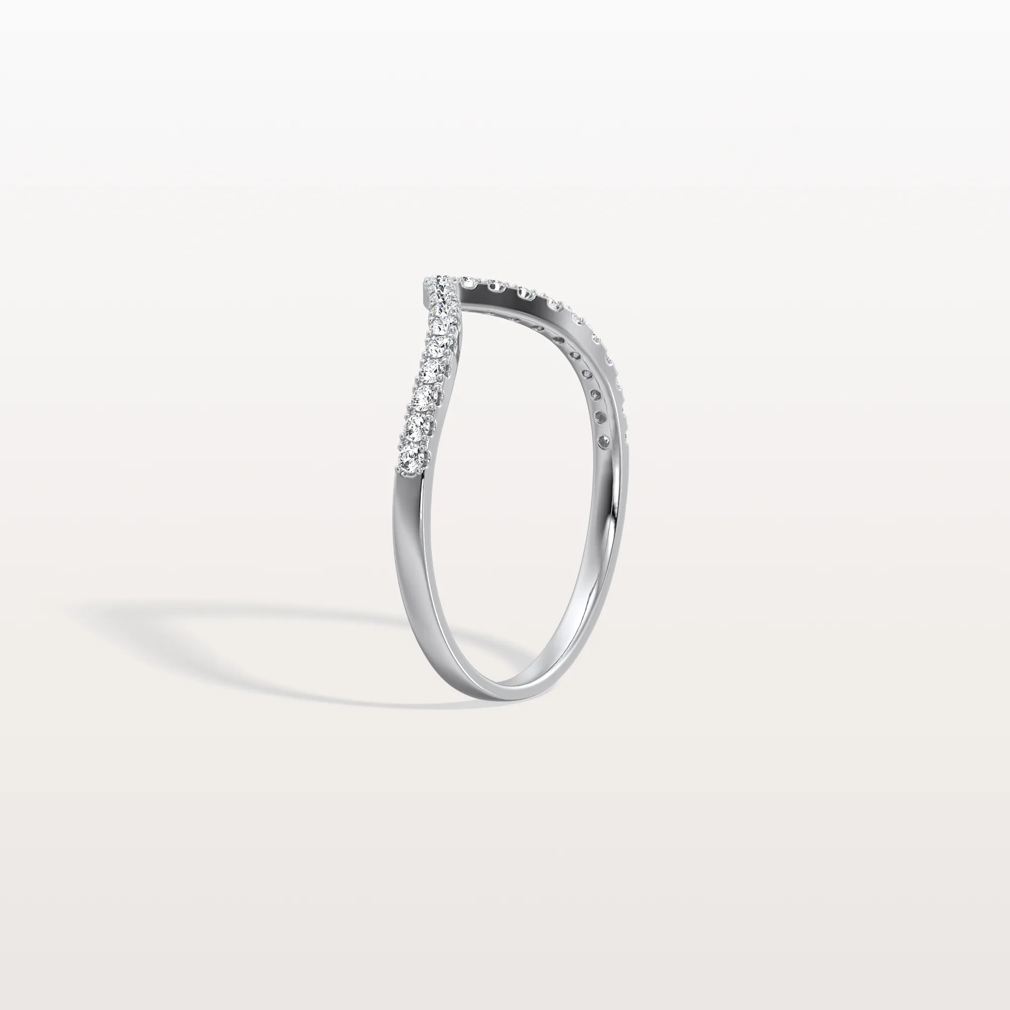 Lab Diamonds V-Shaped Wedding Band in 14K Gold/Platinum - Image 29