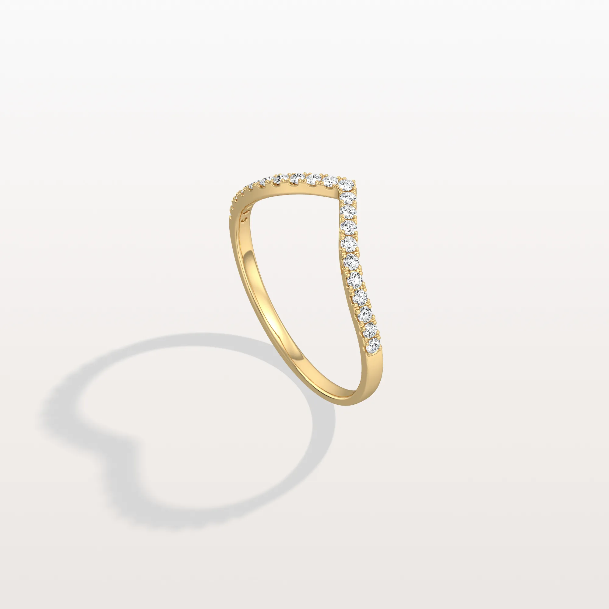 Lab Diamonds V-Shaped Wedding Band in 14K Gold/Platinum - Image 4