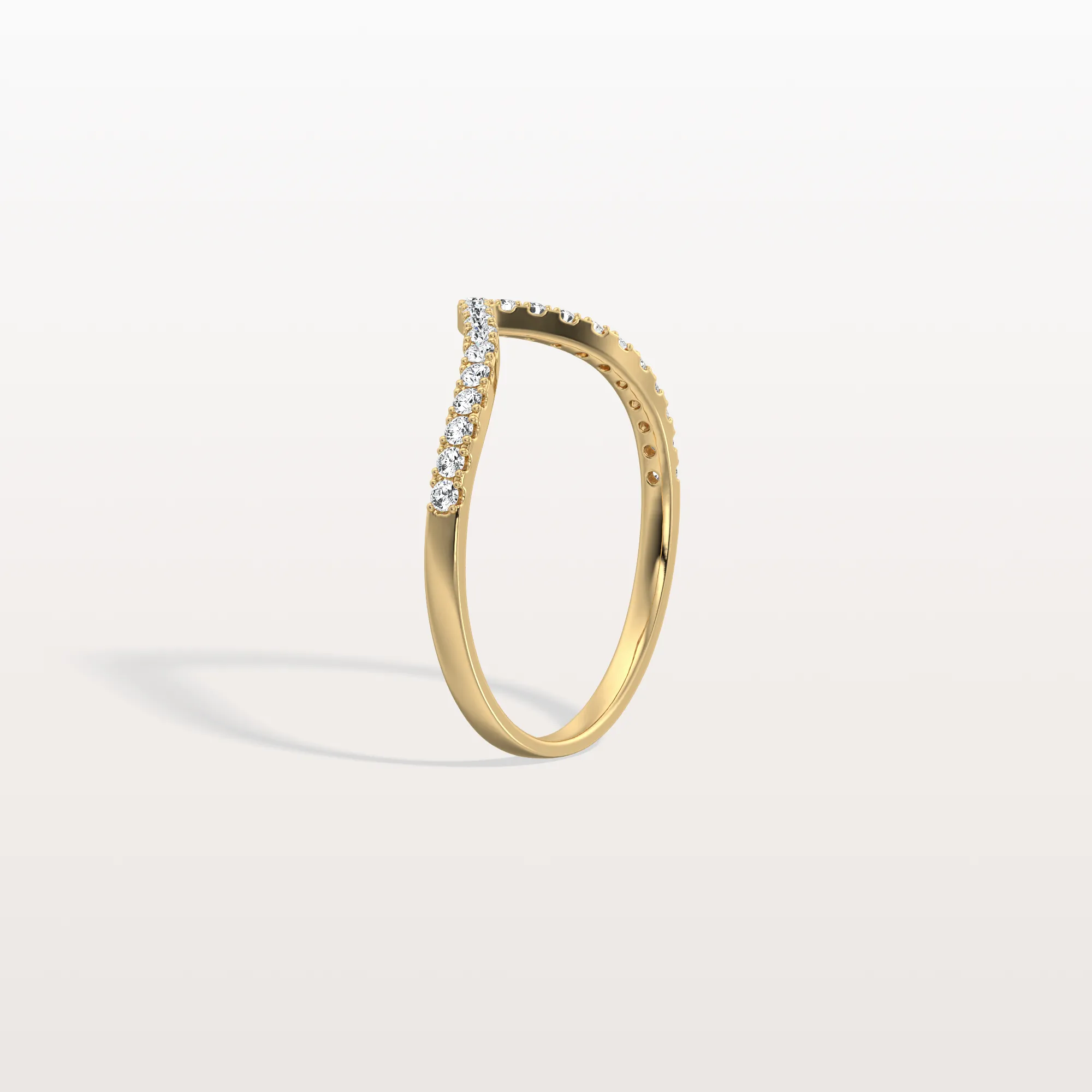 Lab Diamonds V-Shaped Wedding Band in 14K Gold/Platinum - Image 7