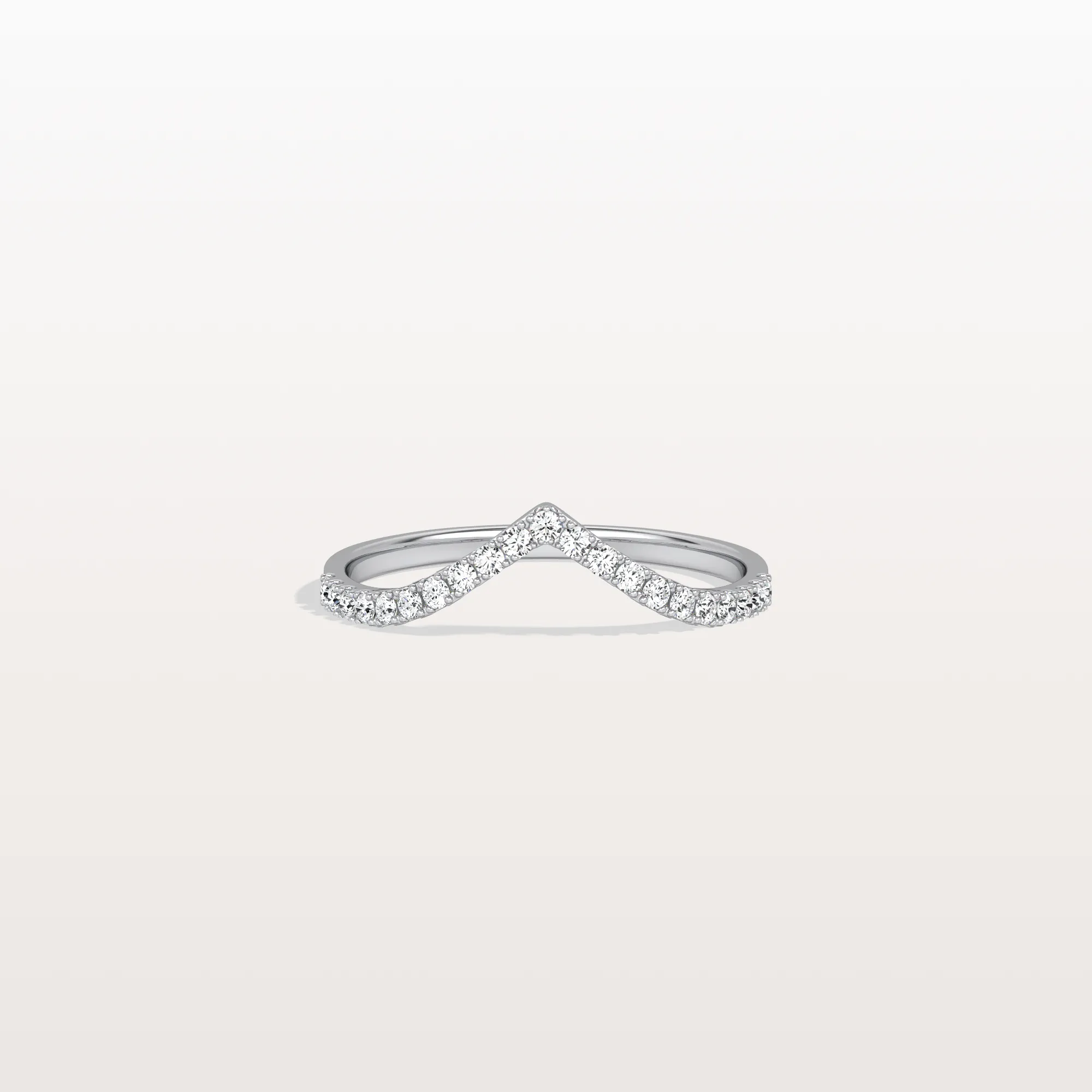 Lab Diamonds V-Shaped Wedding Band in 14K Gold/Platinum - Image 9