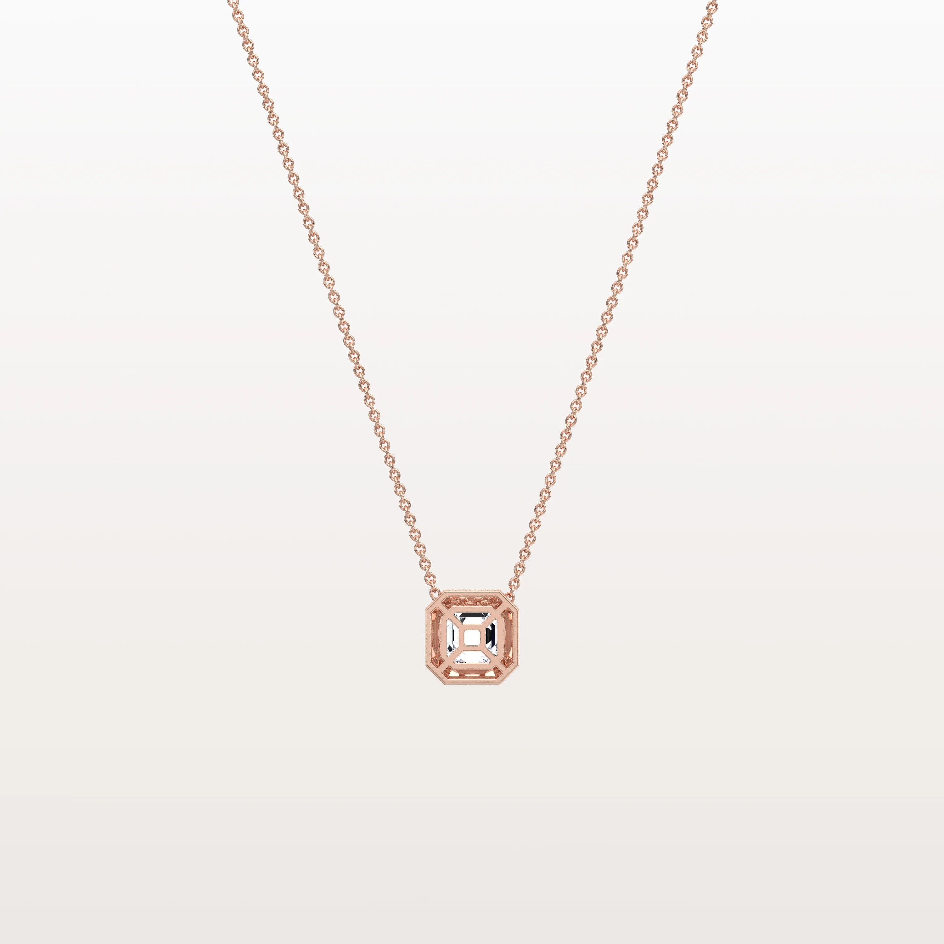 Lab Grown Asscher Cut Necklace In 14K Solid Gold/Platinum - Image 18