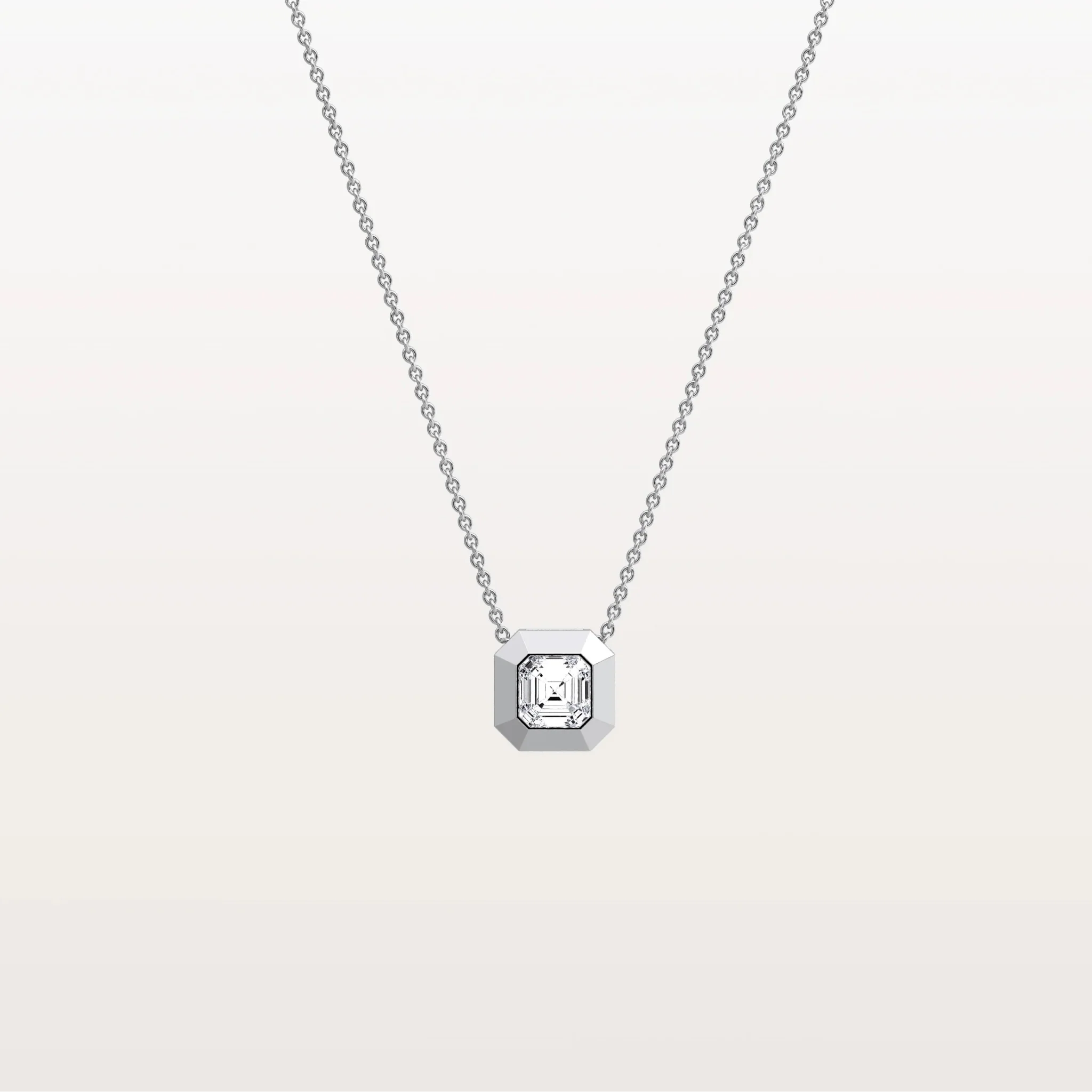 Lab Grown Asscher Cut Necklace In 14K Solid Gold/Platinum - Image 20