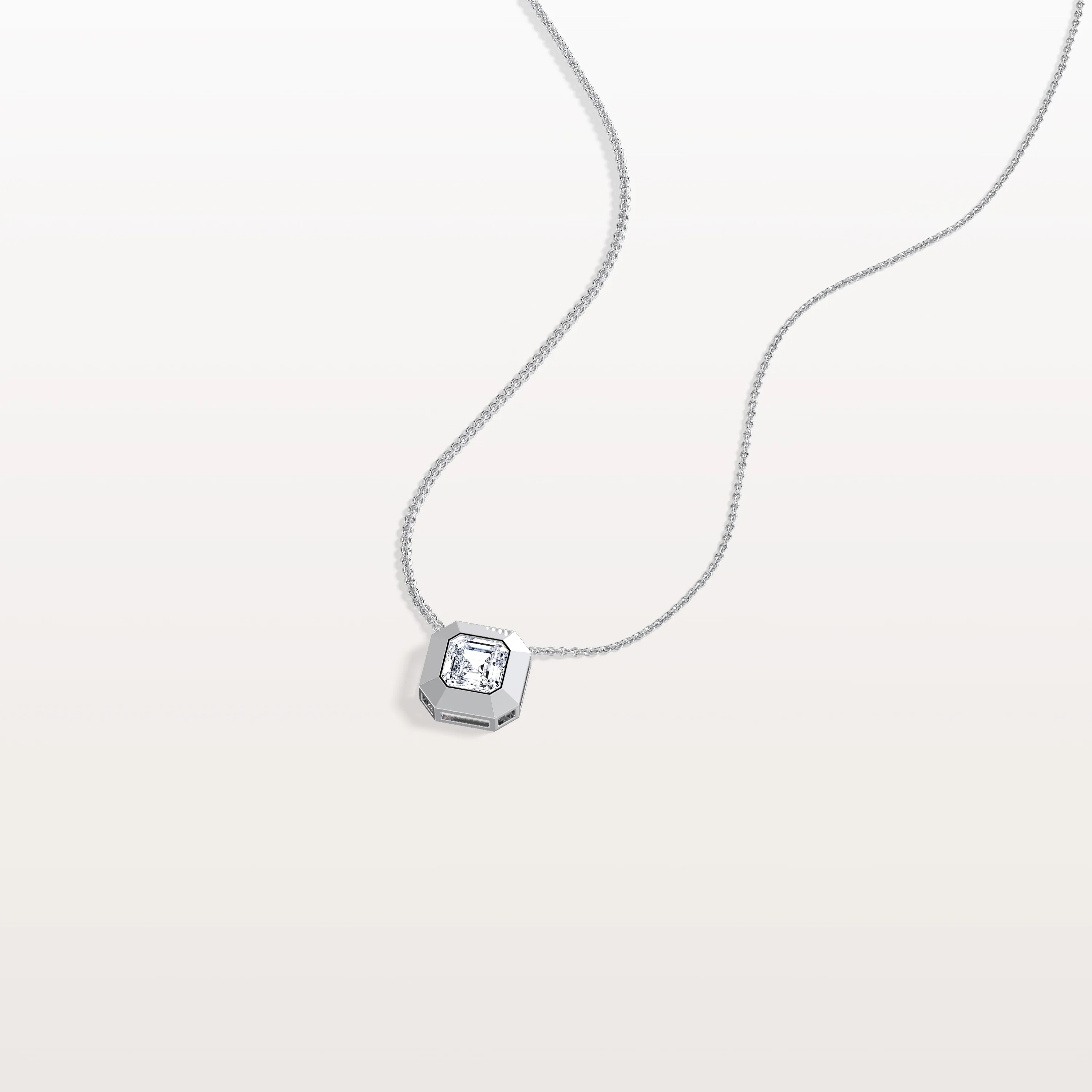 Lab Grown Asscher Cut Necklace In 14K Solid Gold/Platinum - Image 23