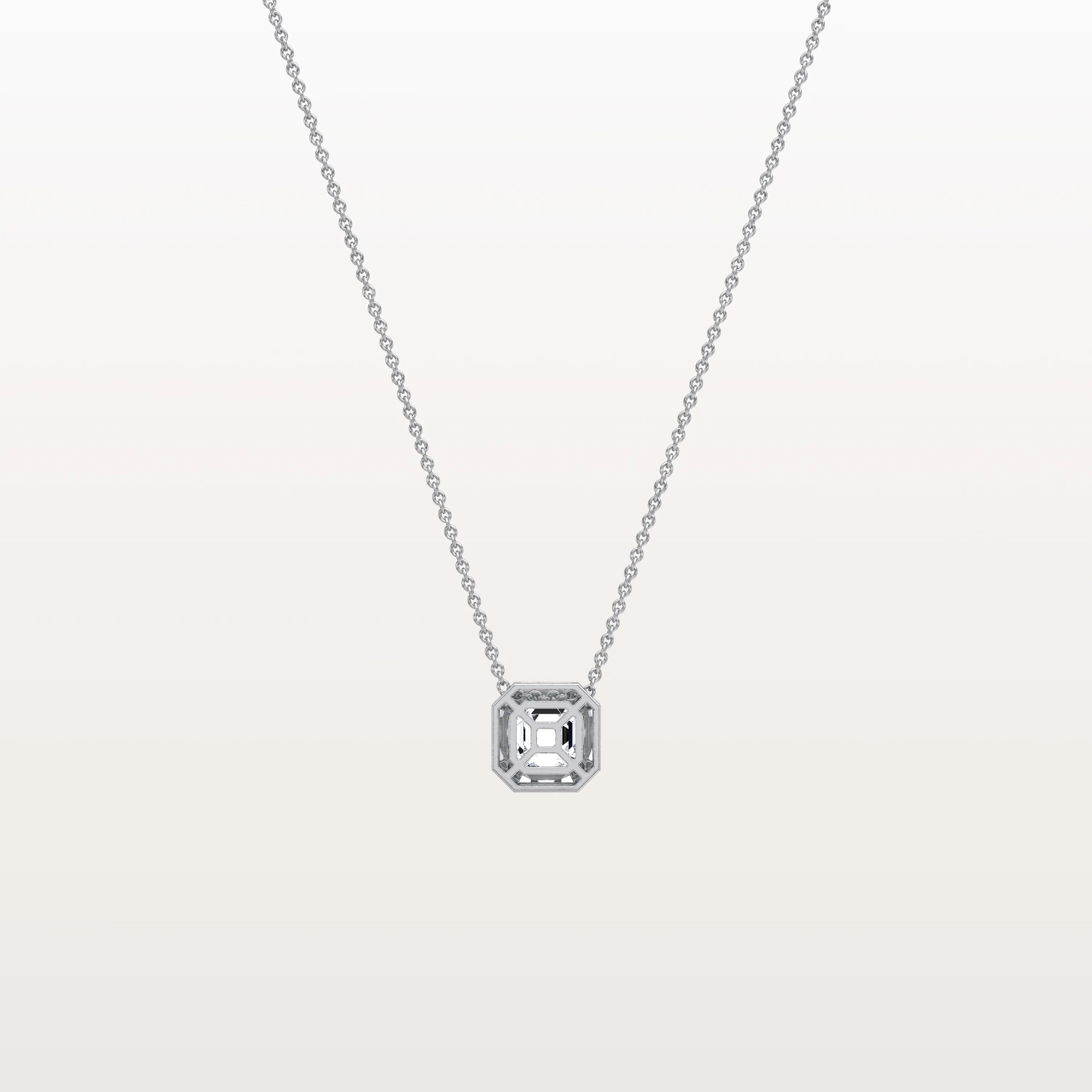 Lab Grown Asscher Cut Necklace In 14K Solid Gold/Platinum - Image 24
