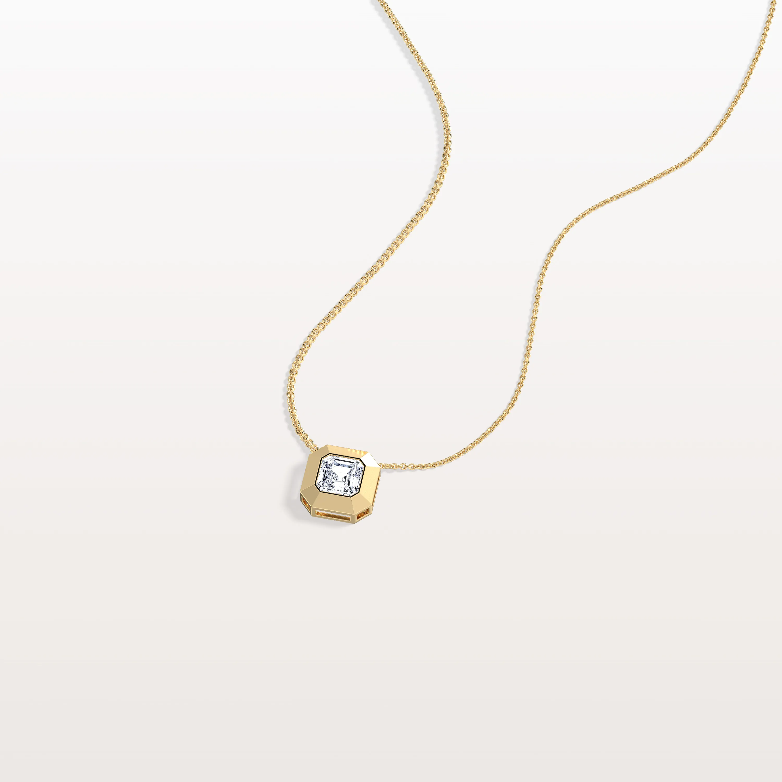 Lab Grown Asscher Cut Necklace In 14K Solid Gold/Platinum - Image 4