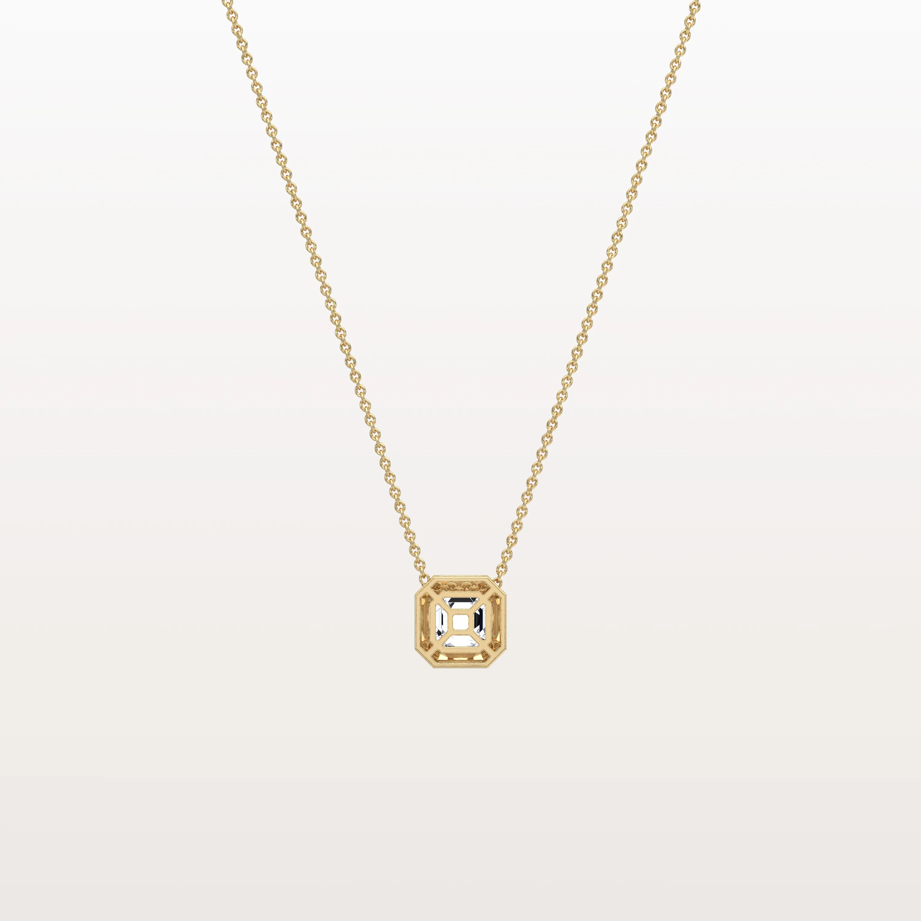 Lab Grown Asscher Cut Necklace In 14K Solid Gold/Platinum - Image 5