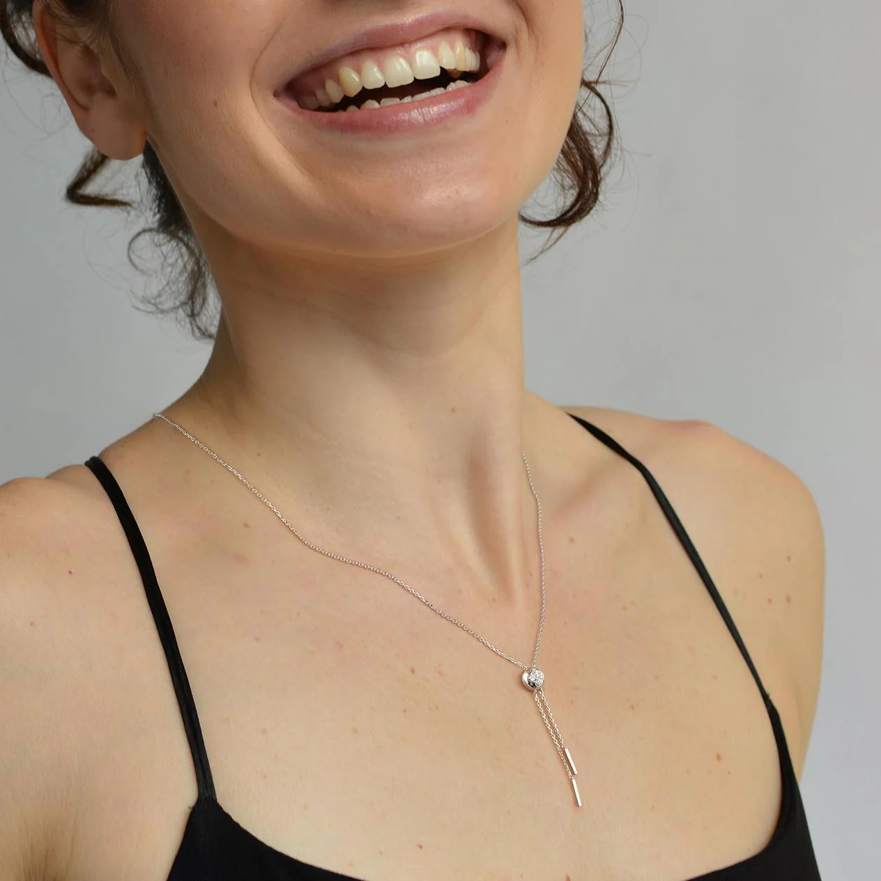 Lab Grown Diamond Ball Pendant Y Necklace In 14K Solid Gold/Platinum - Image 14