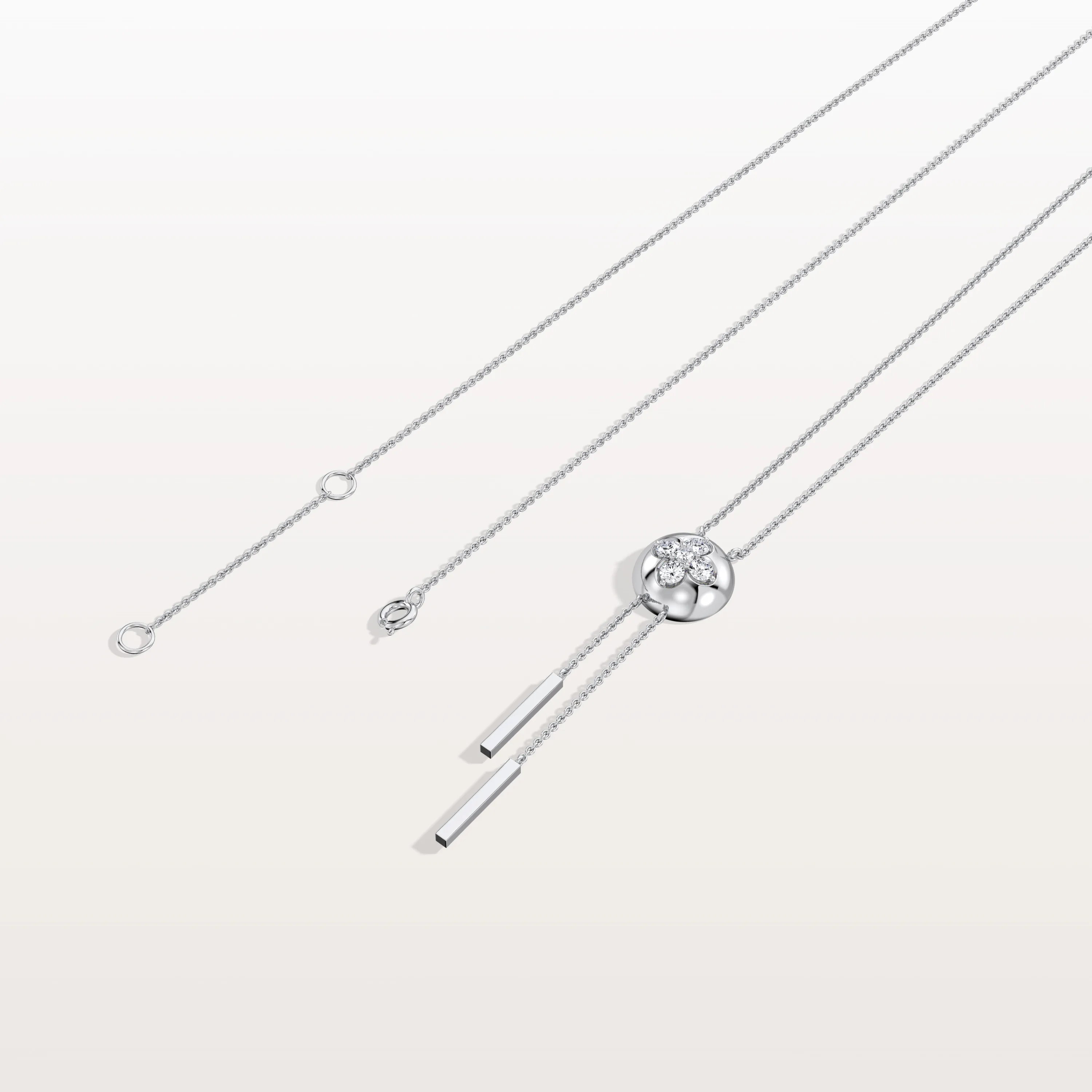 Lab Grown Diamond Ball Pendant Y Necklace In 14K Solid Gold/Platinum - Image 29