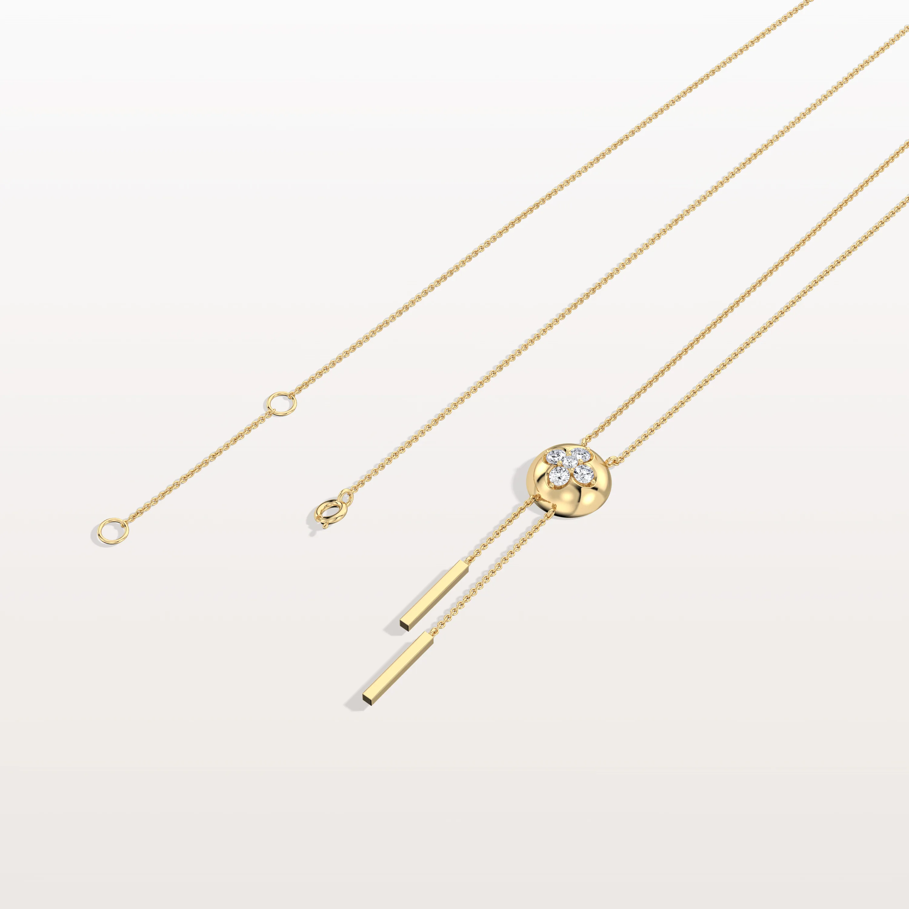 Lab Grown Diamond Ball Pendant Y Necklace In 14K Solid Gold/Platinum - Image 7