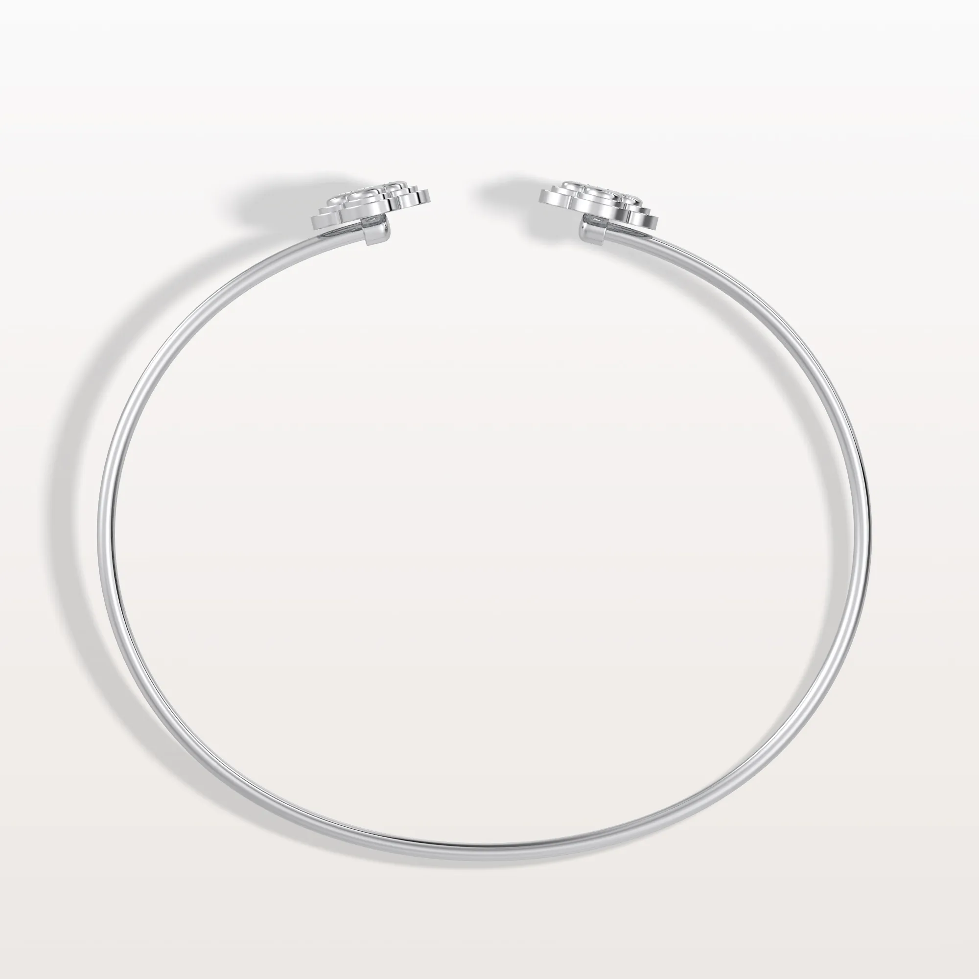Lab Grown Diamond Bangle Bracelet With Clover Design - Image 21