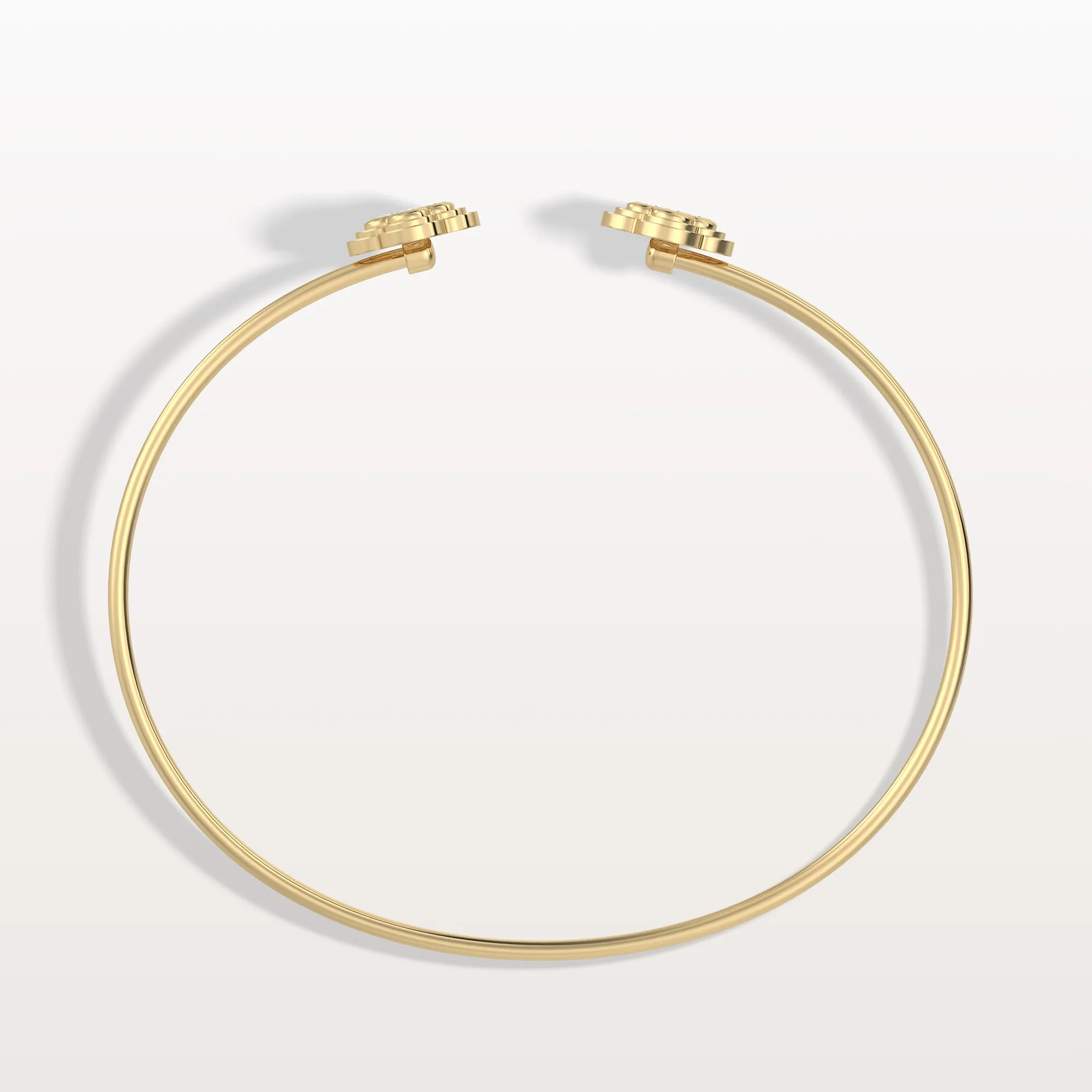 Lab Grown Diamond Bangle Bracelet With Clover Design - Image 5