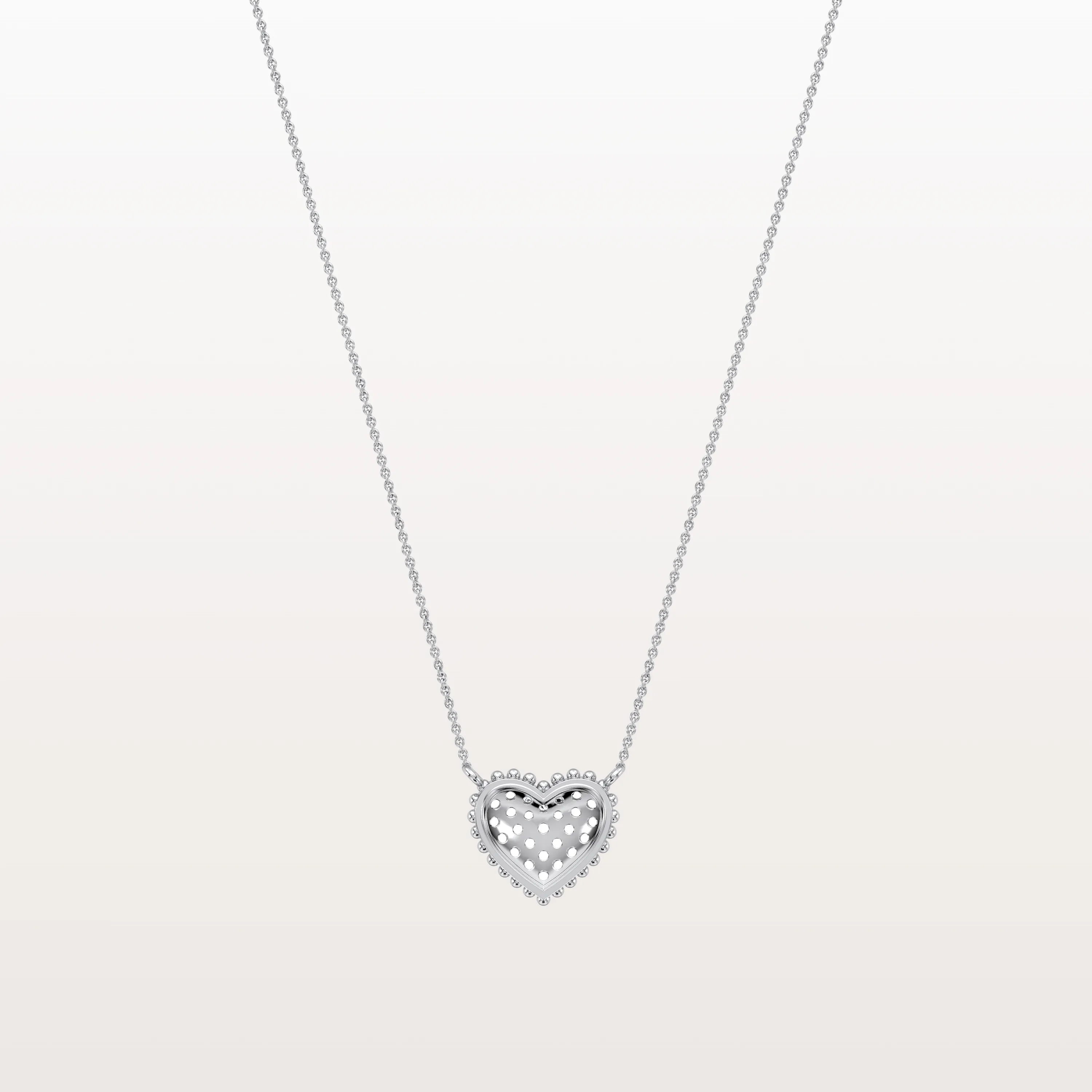 Lab Grown Diamond Beaded Heart Necklace in 14K Solid Gold/Platinum - Image 10