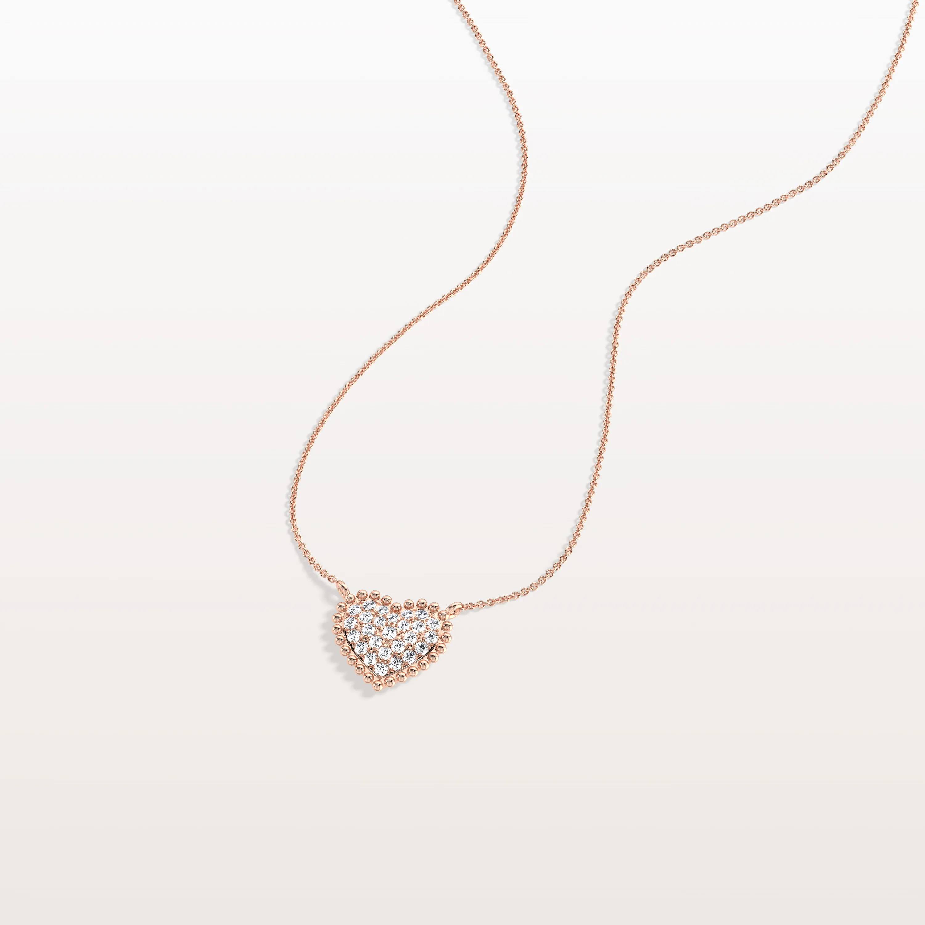 Lab Grown Diamond Beaded Heart Necklace in 14K Solid Gold/Platinum - Image 15