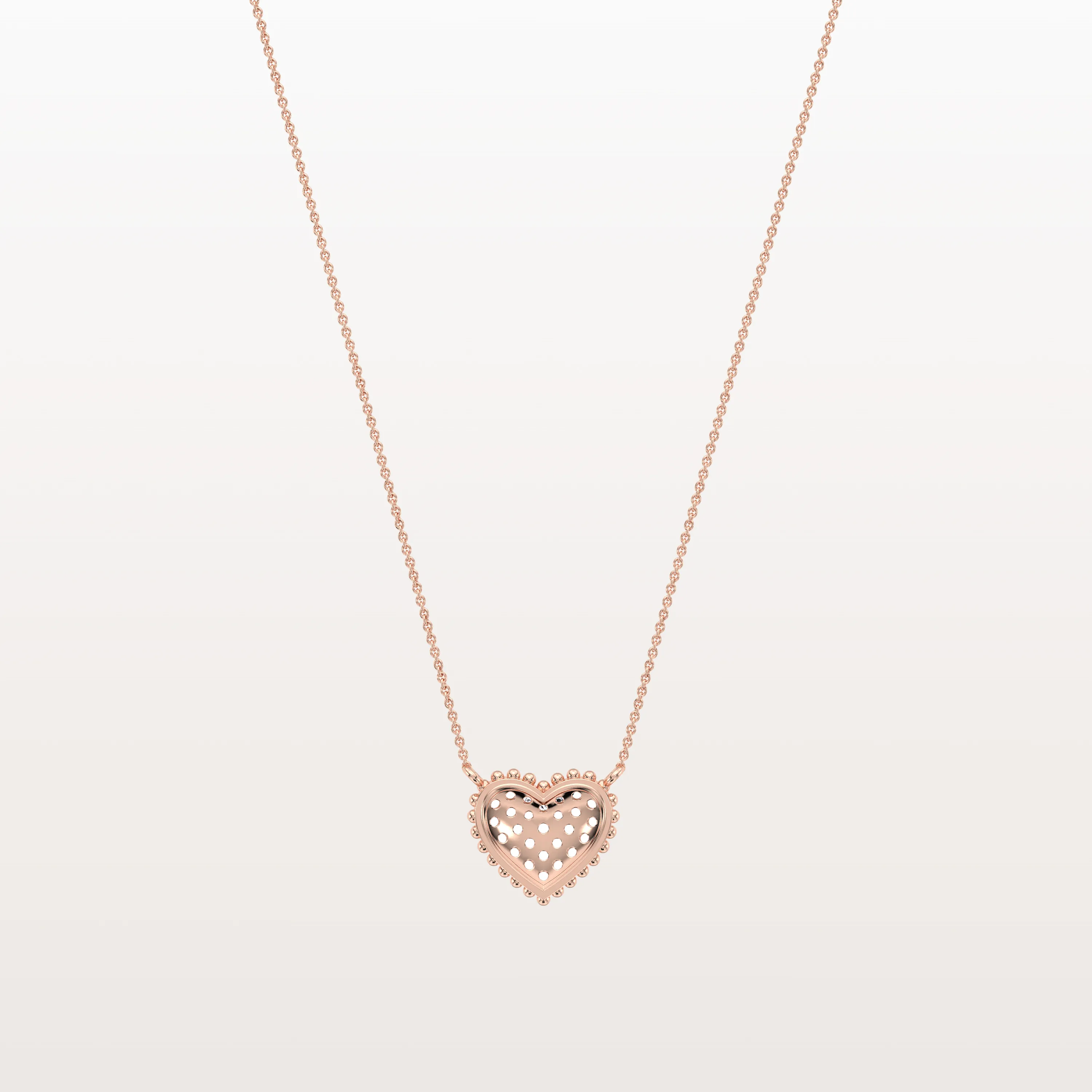 Lab Grown Diamond Beaded Heart Necklace in 14K Solid Gold/Platinum - Image 16