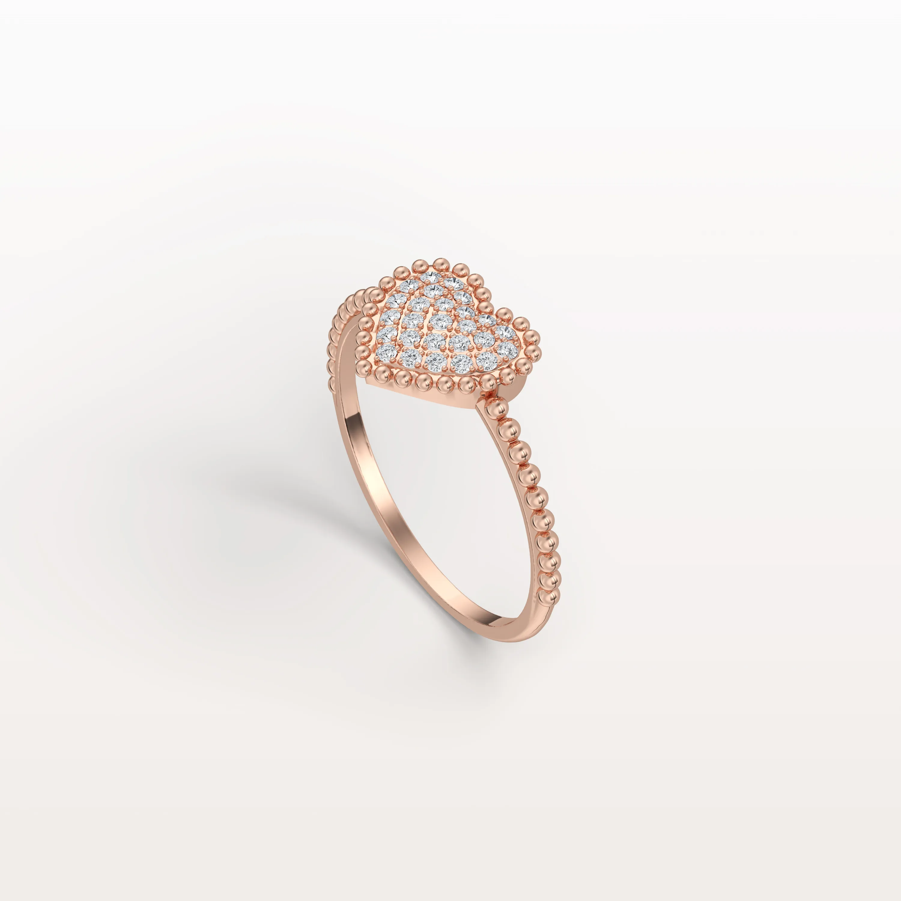 Lab Grown Diamond Beaded Heart Ring in 14K White Gold - Image 22