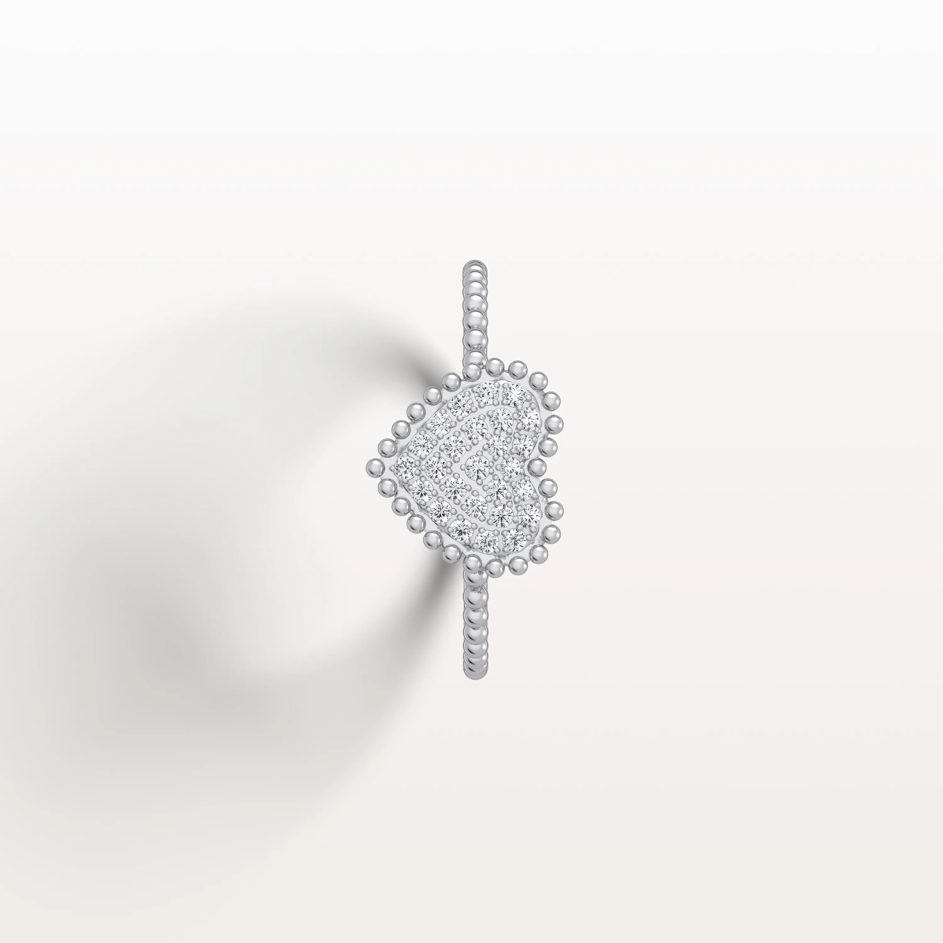 Lab Grown Diamond Beaded Heart Ring in 14K White Gold - Image 27