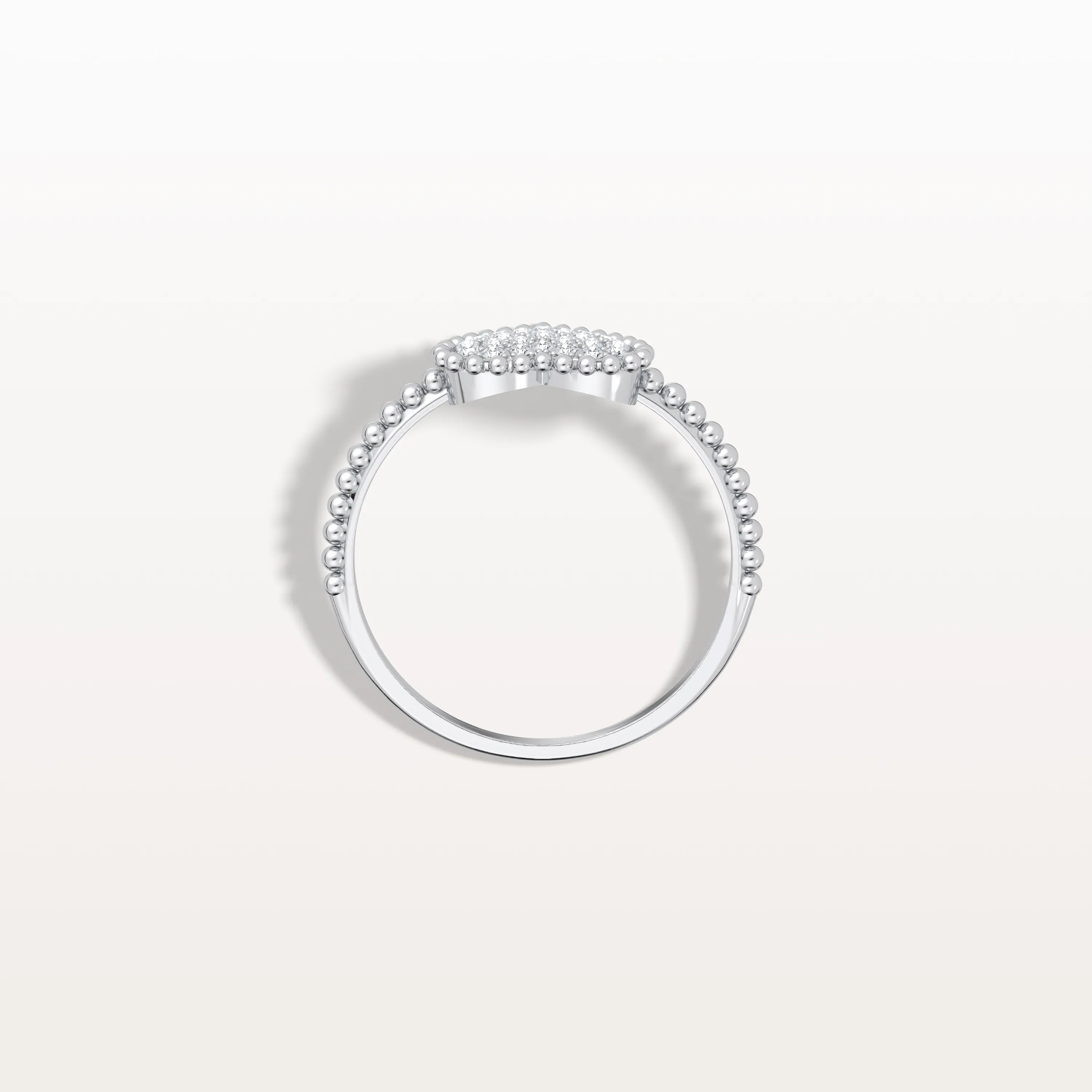 Lab Grown Diamond Beaded Heart Ring in 14K White Gold - Image 29